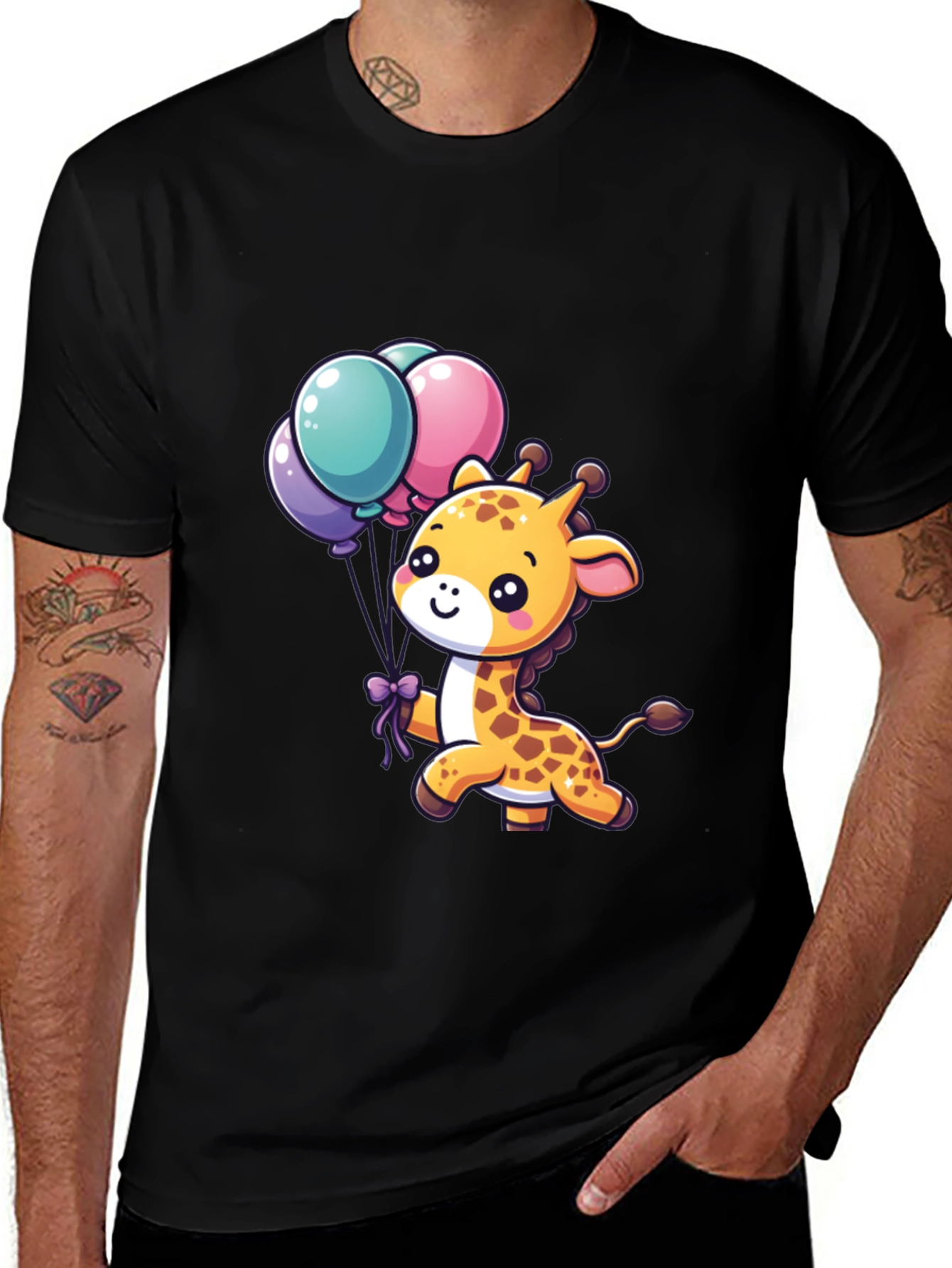 Cute Giraffe T-Shirt with Balloons