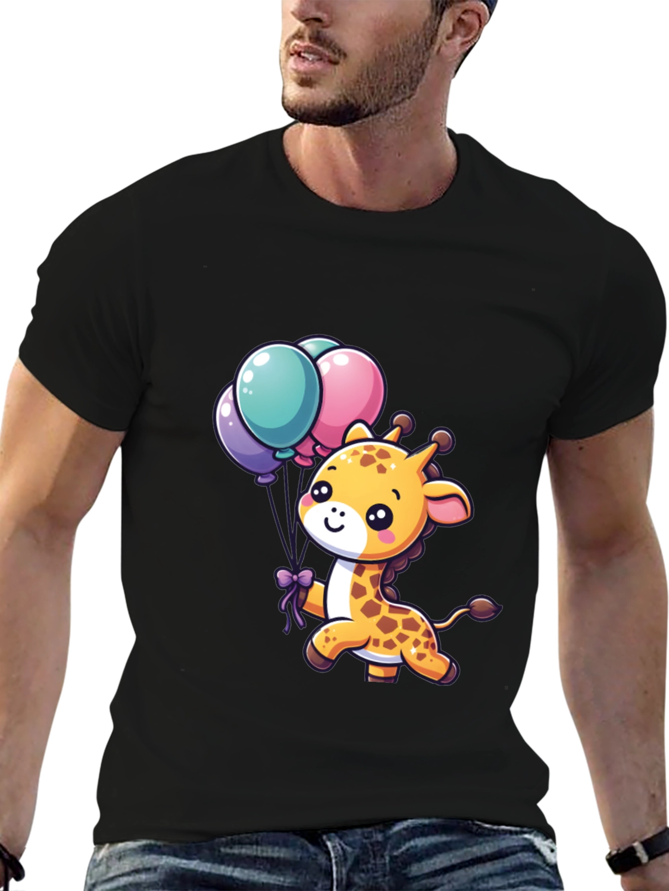 Cute Giraffe T-Shirt with Balloons
