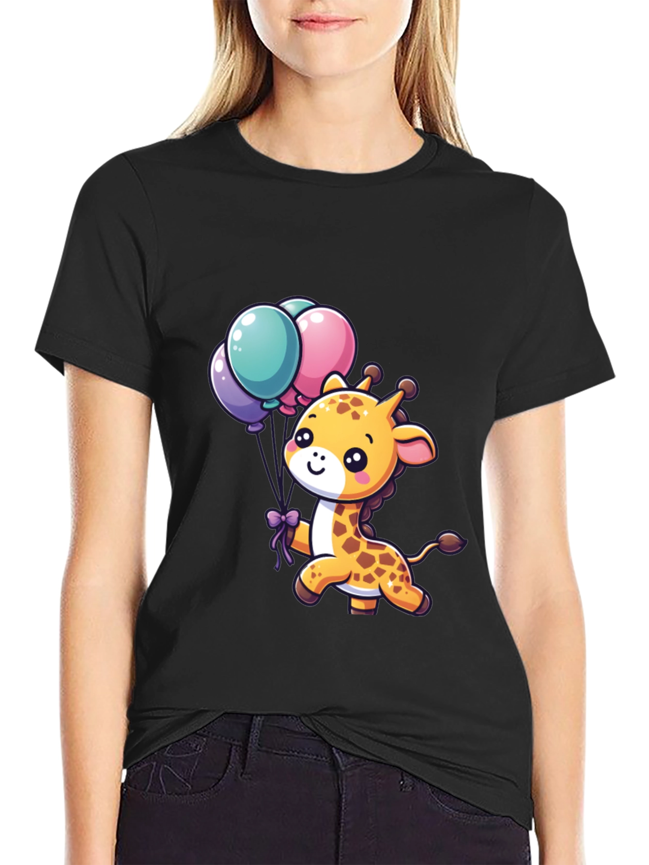 Cute Giraffe T-Shirt with Balloons