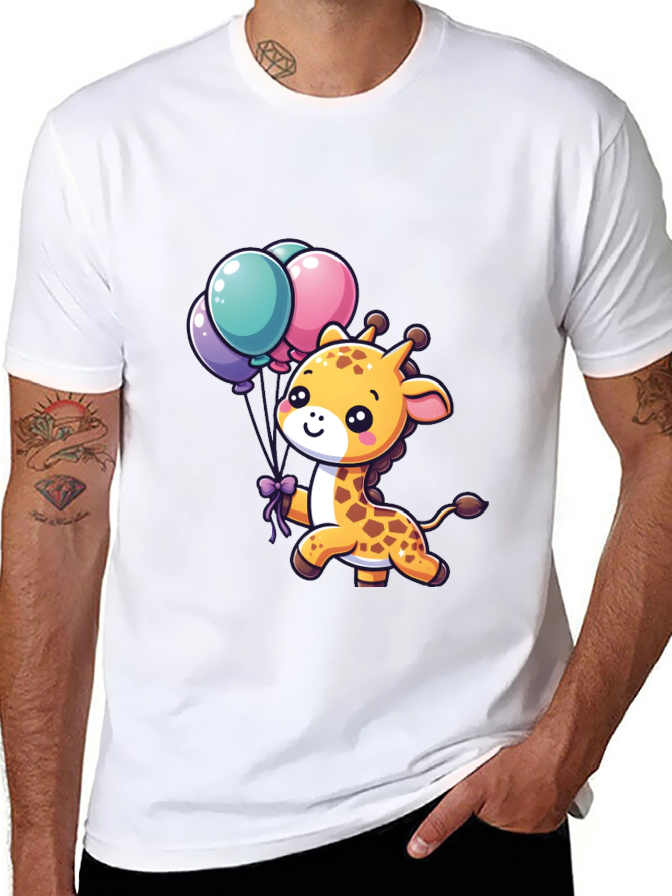 Cute Giraffe T-Shirt with Balloons