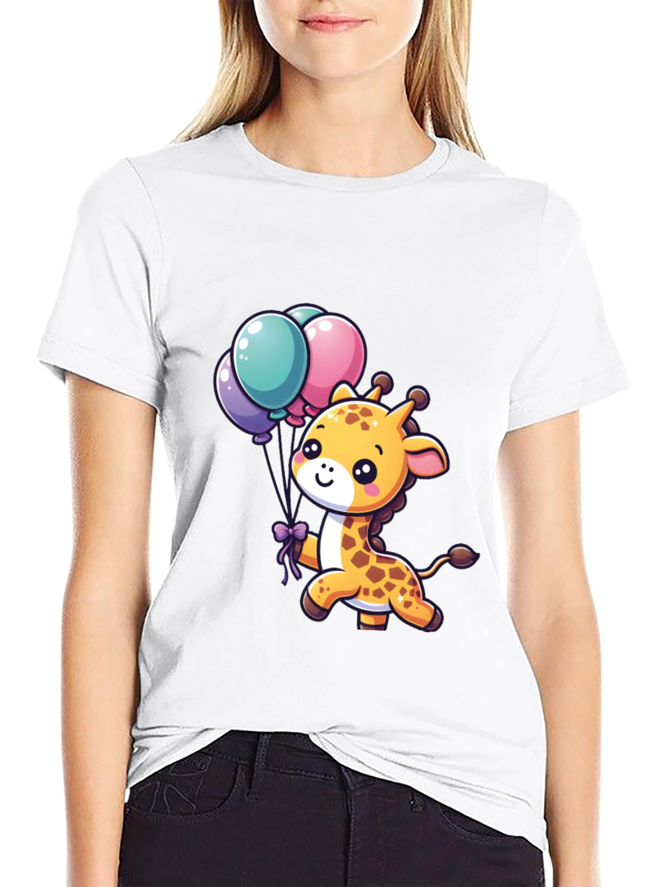 Cute Giraffe T-Shirt with Balloons