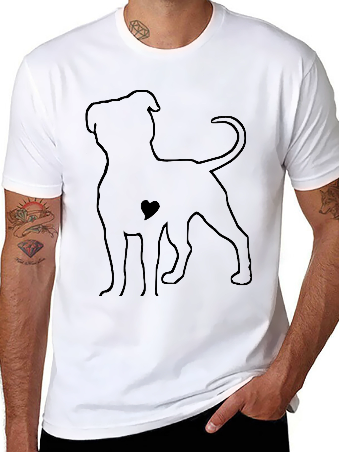 Dog Lover T-Shirt - Heart Graphic Casual Wear