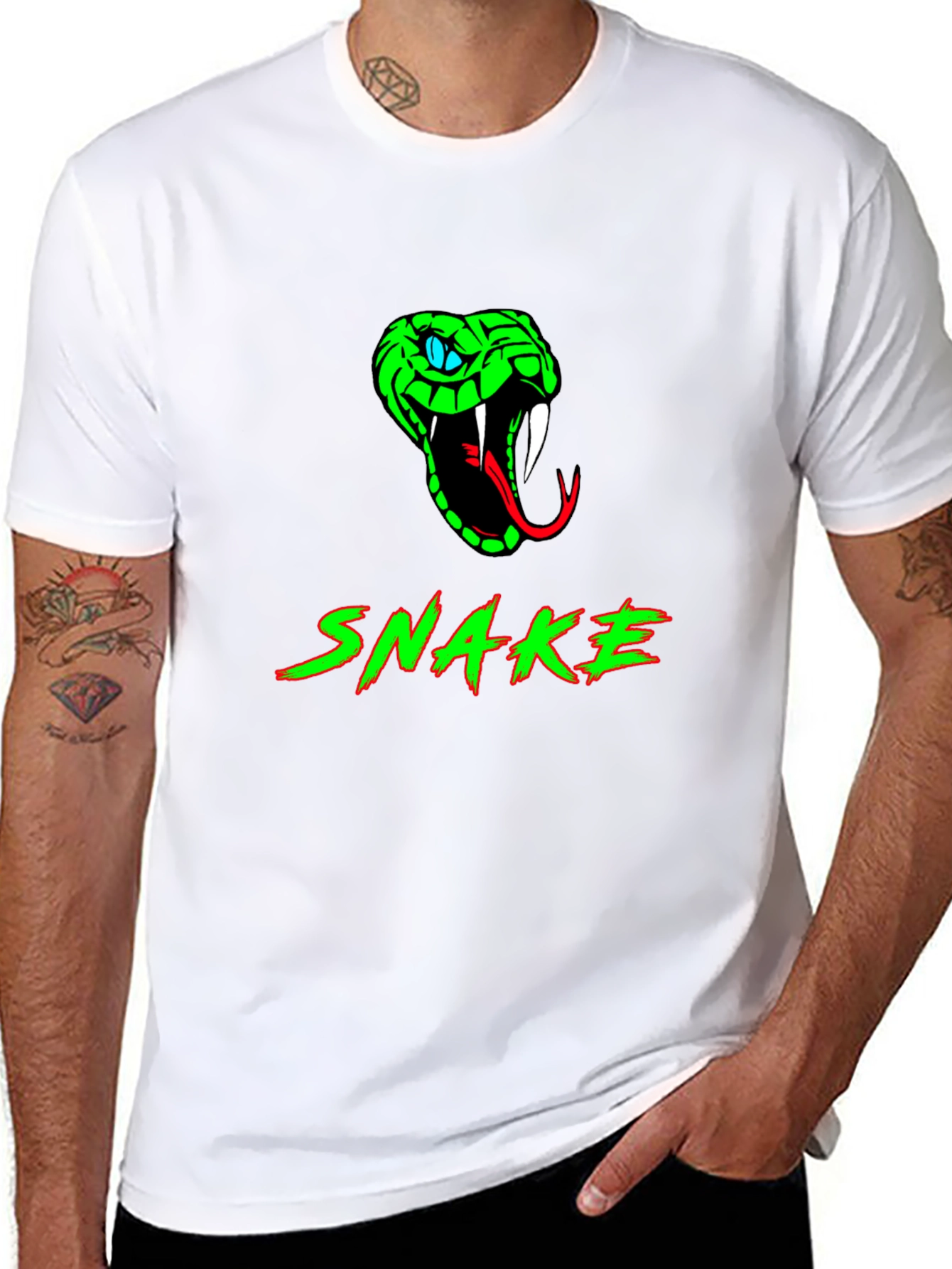 Snake Graphic T-Shirt - Mens Crew Neck Tee