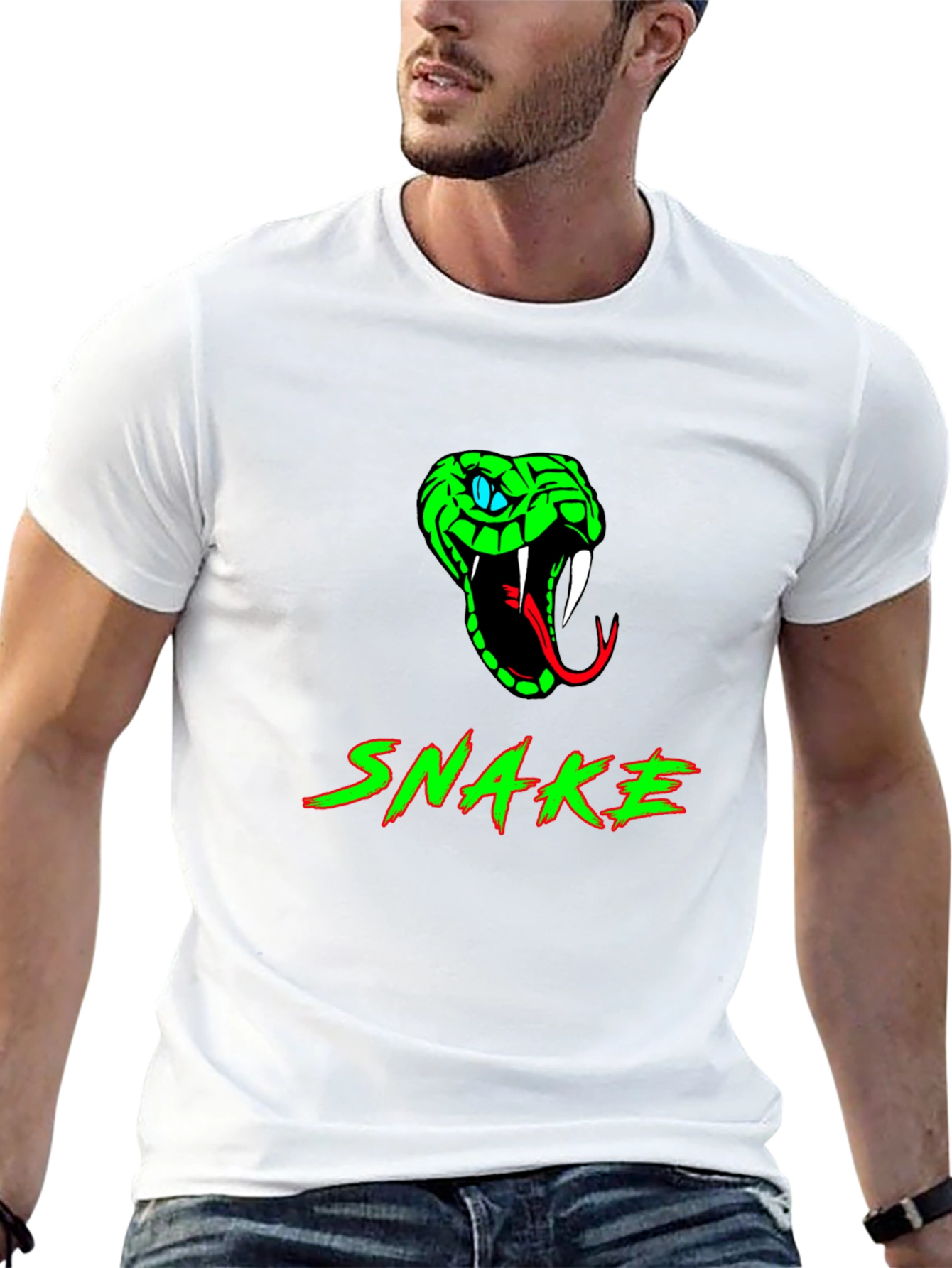 Snake Graphic T-Shirt - Mens Crew Neck Tee