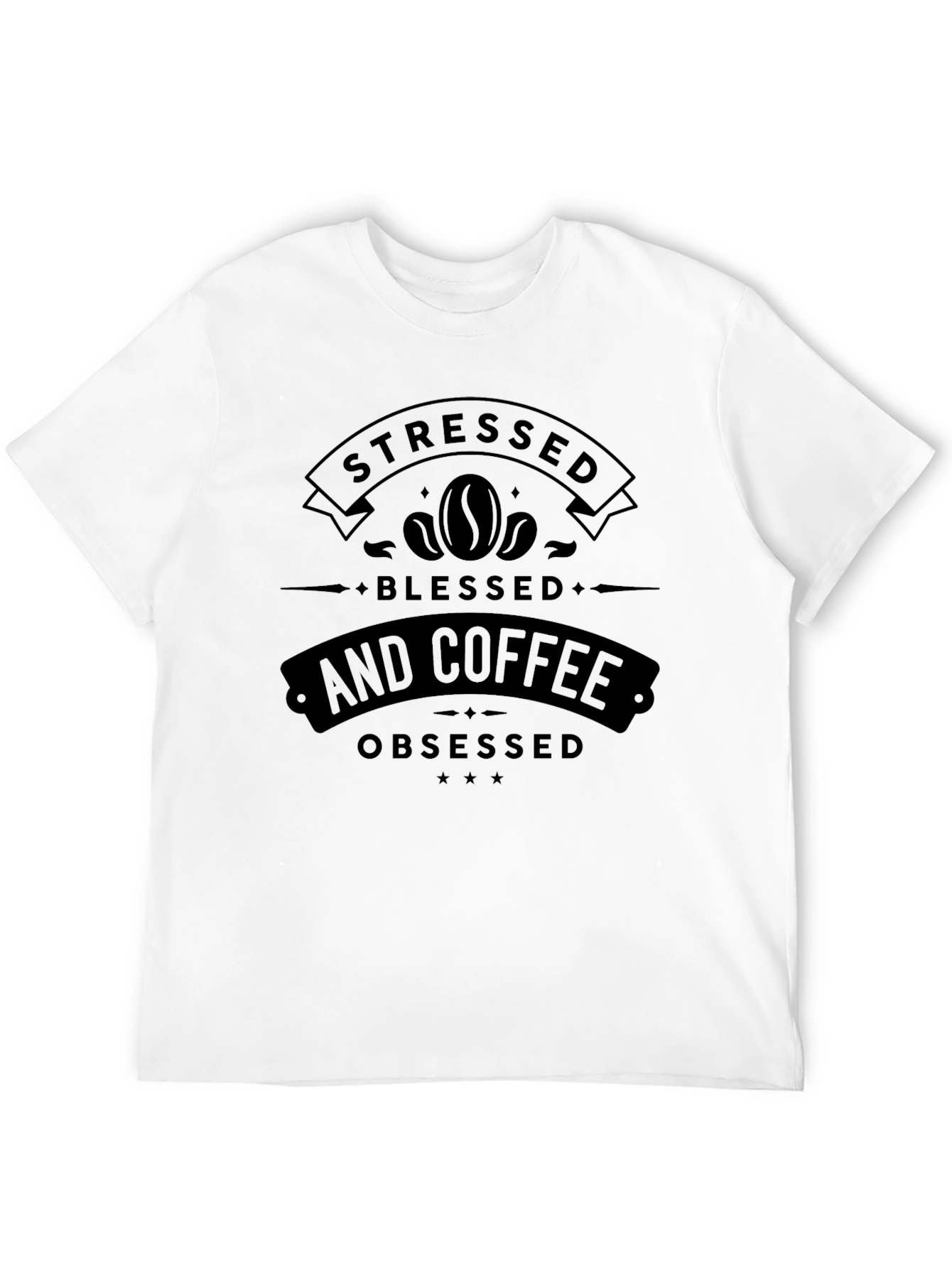 Stressed Blessed Coffee Obsessed Black Graphic Tee