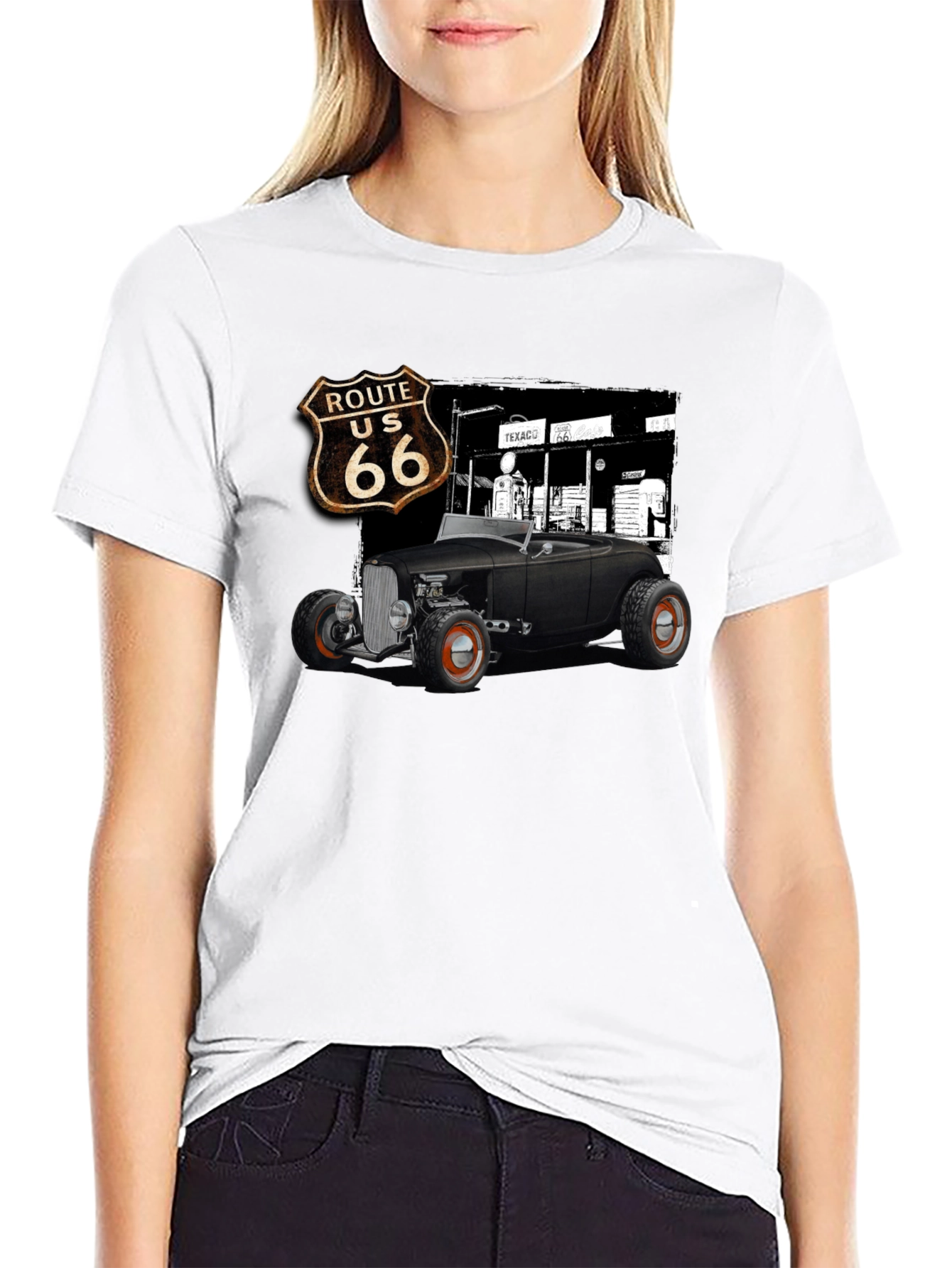 Route 66 Hot Rod T-Shirt - Classic Car Tee