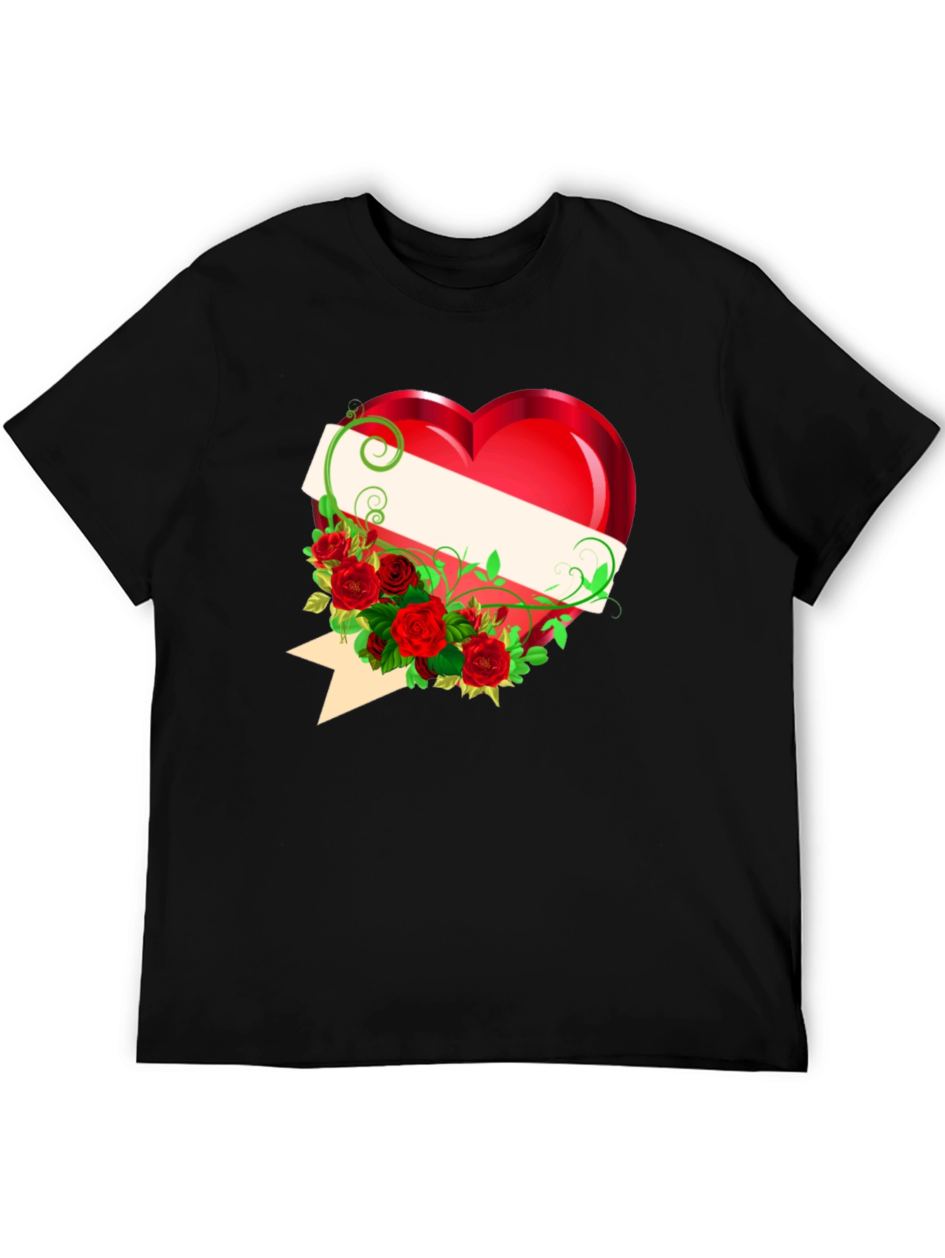 Heart & Roses Graphic Tee - Romantic Design T-Shirt