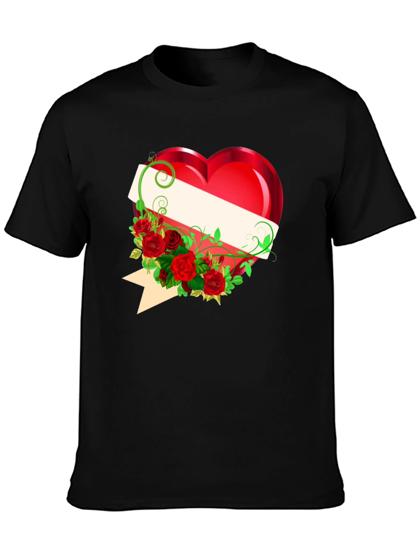 Heart & Roses Graphic Tee - Romantic Design T-Shirt
