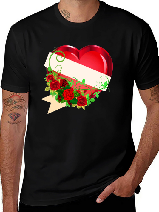 Heart & Roses Graphic Tee - Romantic Design T-Shirt