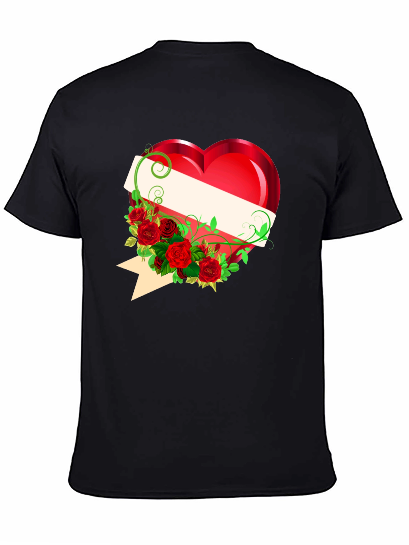 Heart & Roses Graphic Tee - Romantic Design T-Shirt
