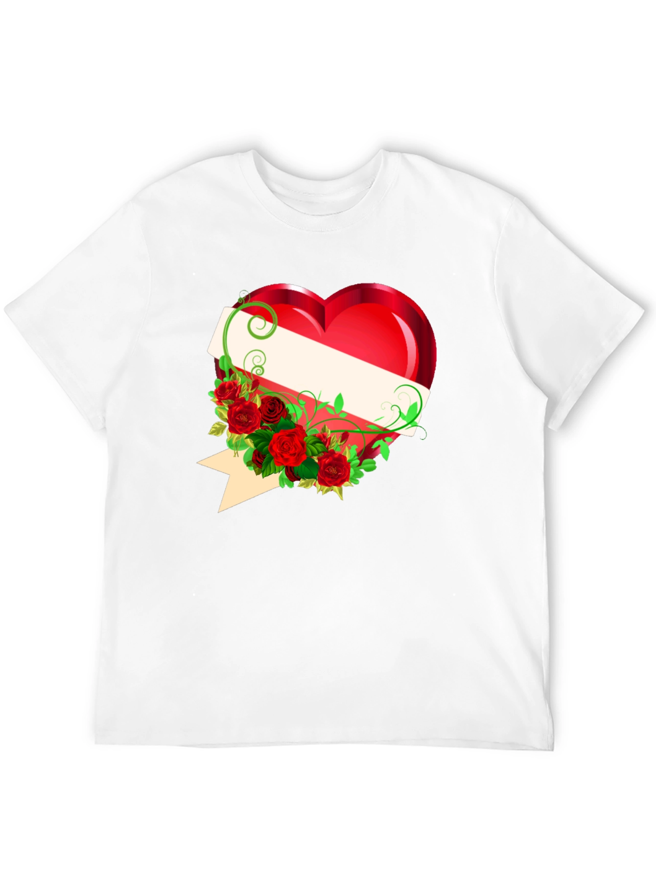 Heart & Roses Graphic Tee - Romantic Design T-Shirt
