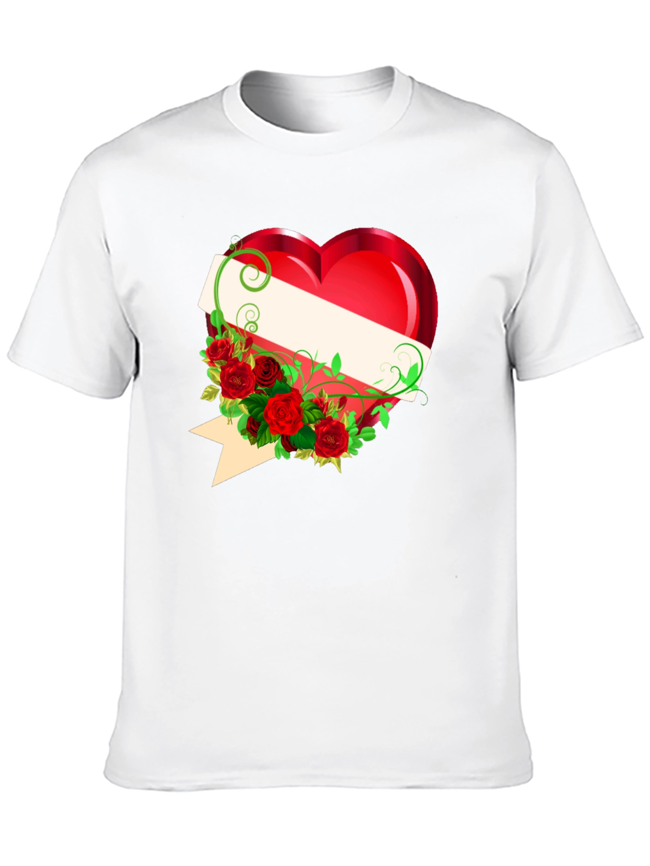 Heart & Roses Graphic Tee - Romantic Design T-Shirt