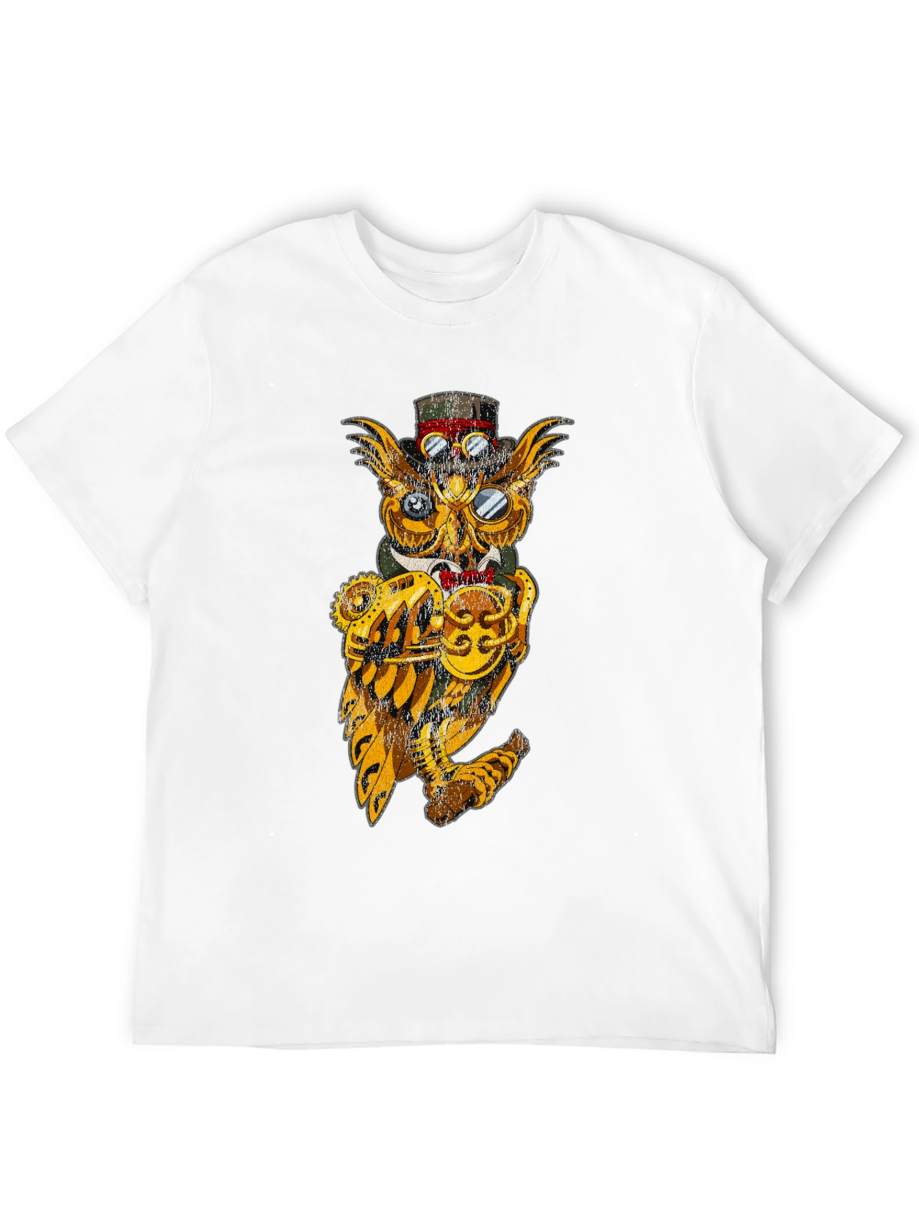 Steampunk Owl Graphic Tee - Unique Design