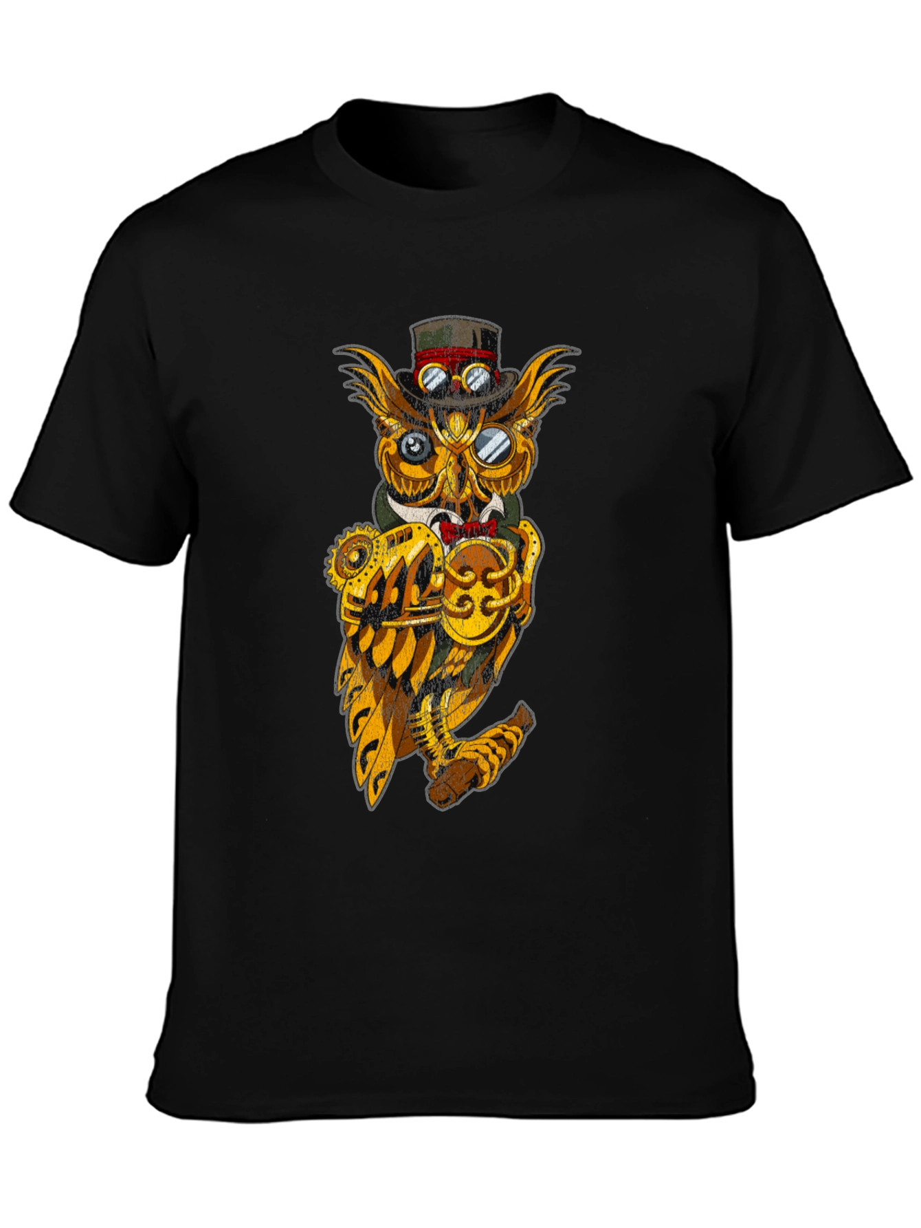 Steampunk Owl Graphic Tee - Unique Design