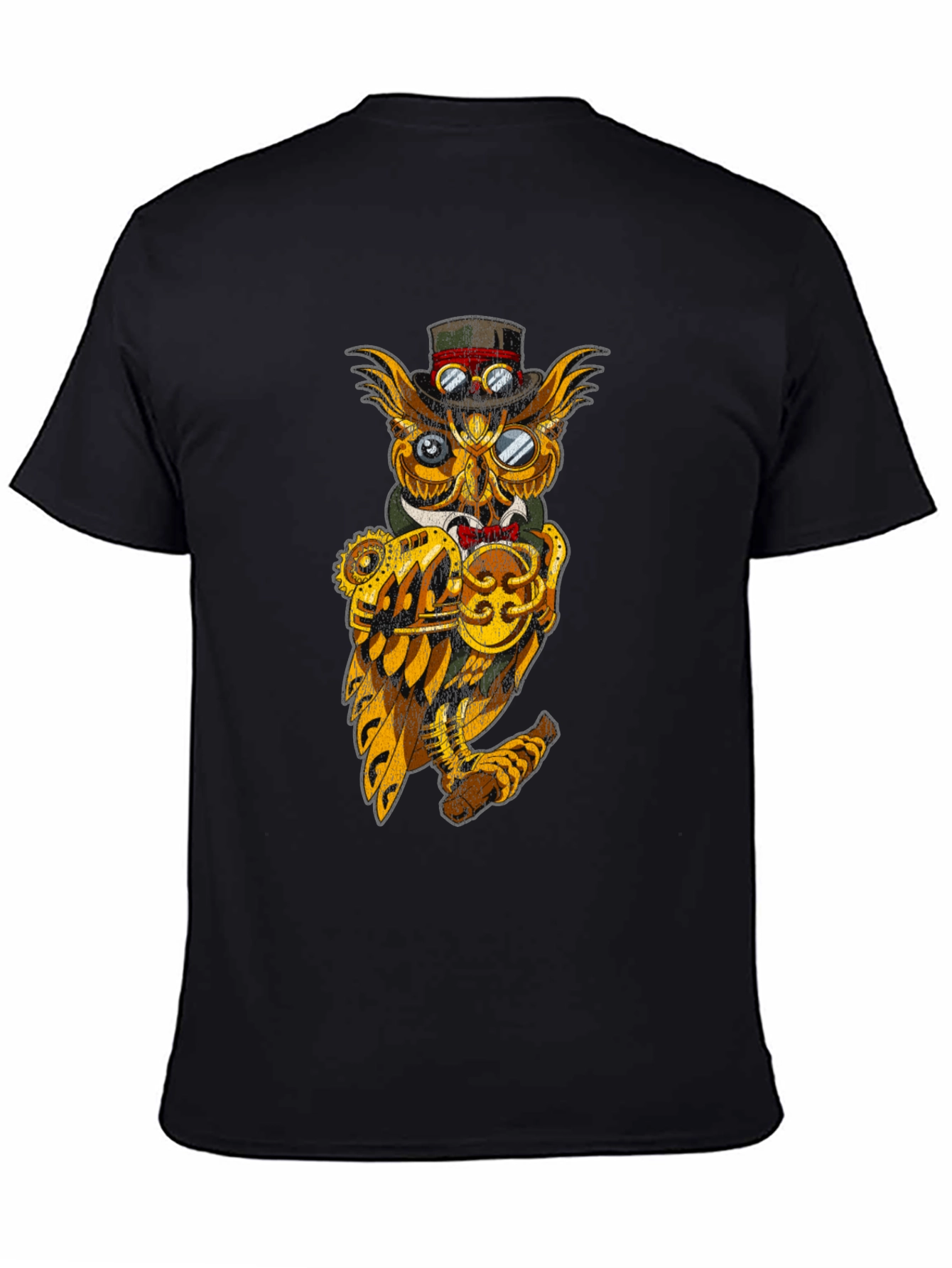 Steampunk Owl Graphic Tee - Unique Design