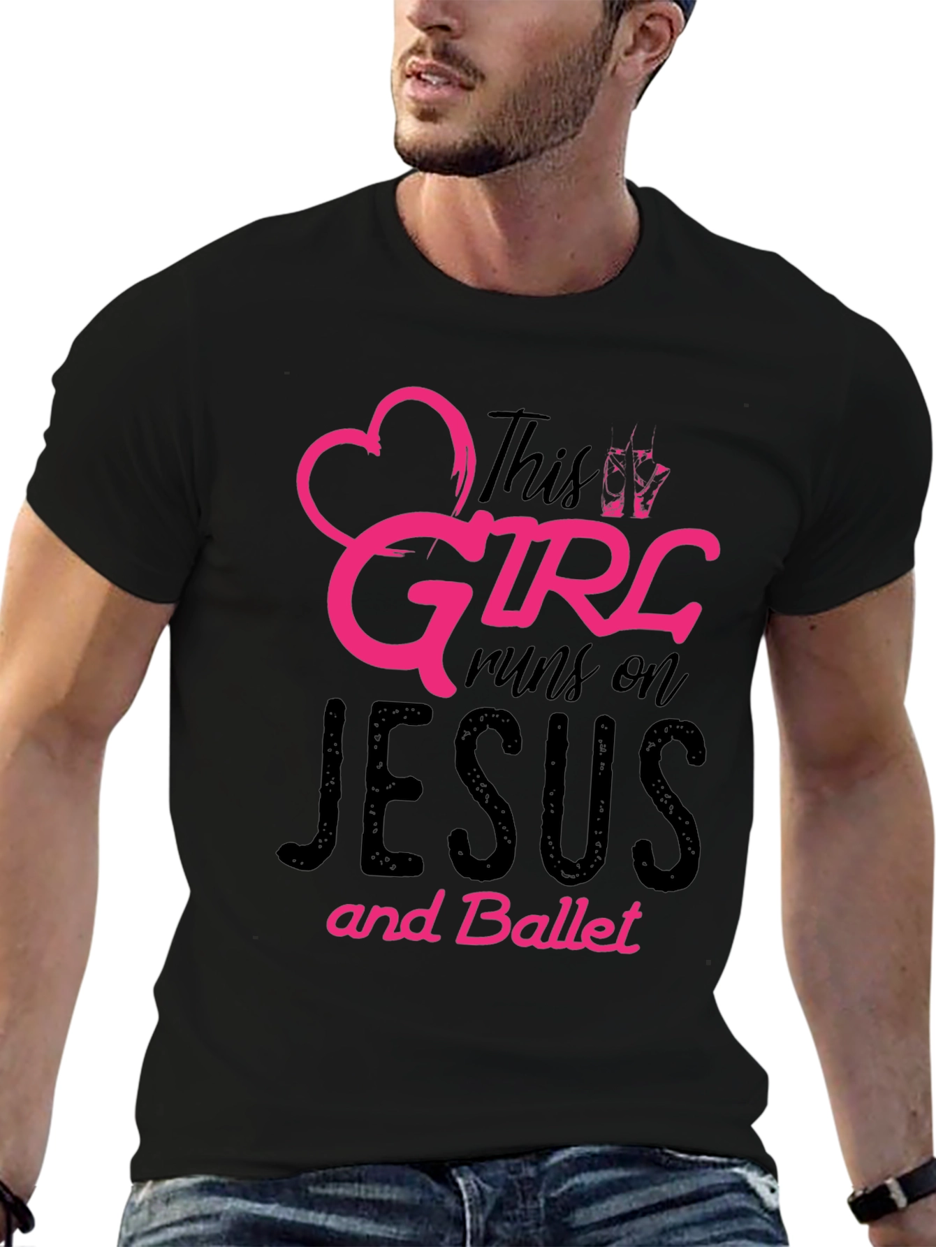 This Girl Runs on Jesus and Ballet Black T-Shirt