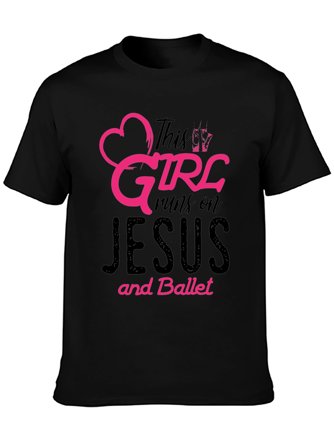 This Girl Runs on Jesus and Ballet Black T-Shirt