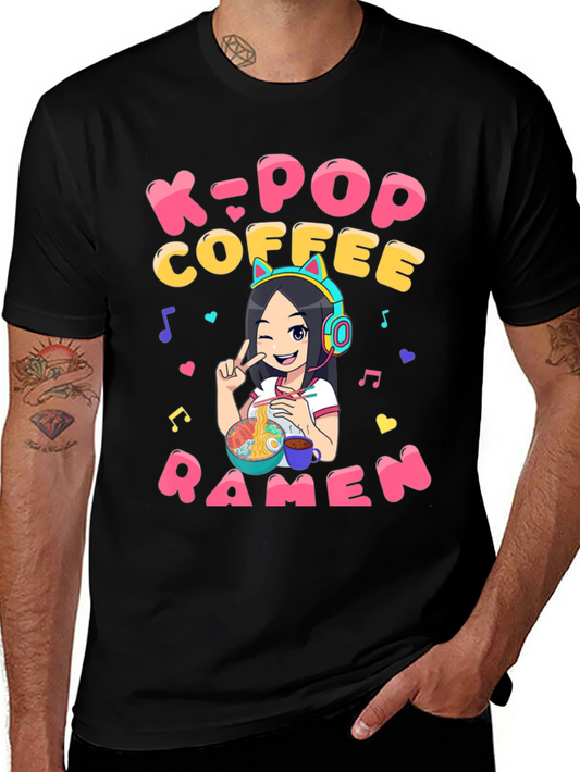 K-Pop Coffee Ramen Graphic T-Shirt - Unisex