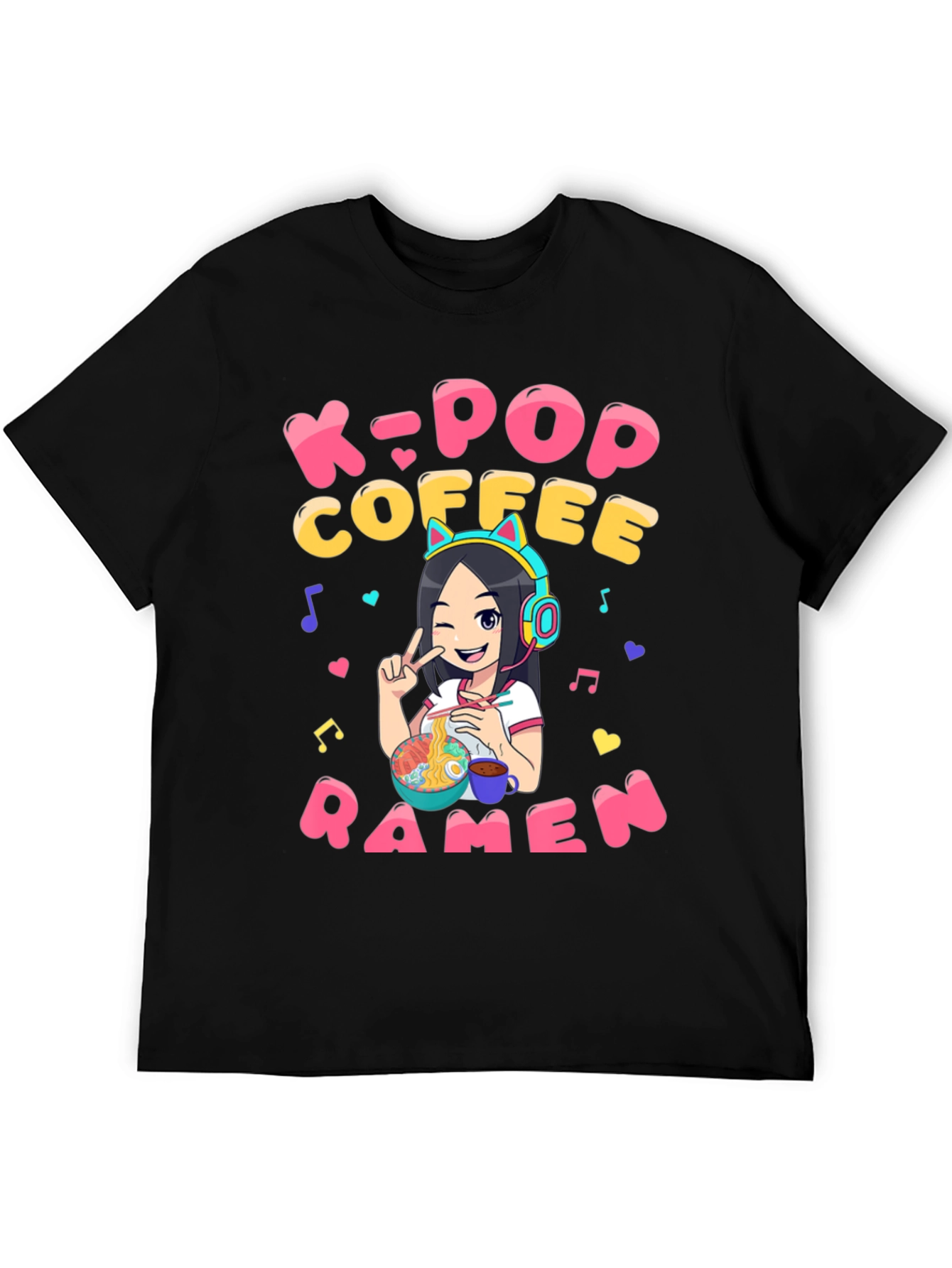 K-Pop Coffee Ramen Graphic T-Shirt - Unisex