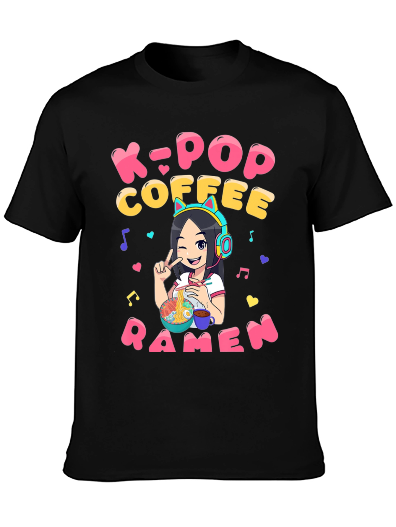 K-Pop Coffee Ramen Graphic T-Shirt - Unisex