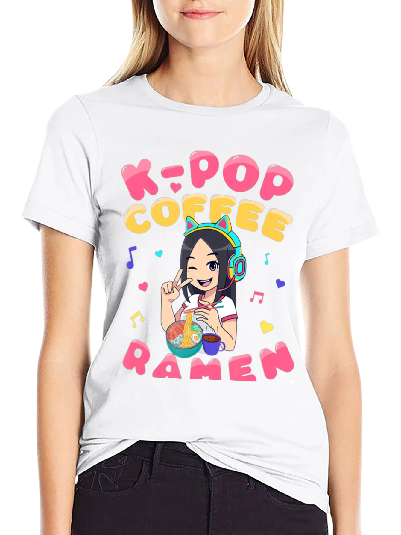 K-Pop Coffee Ramen Graphic T-Shirt - Unisex
