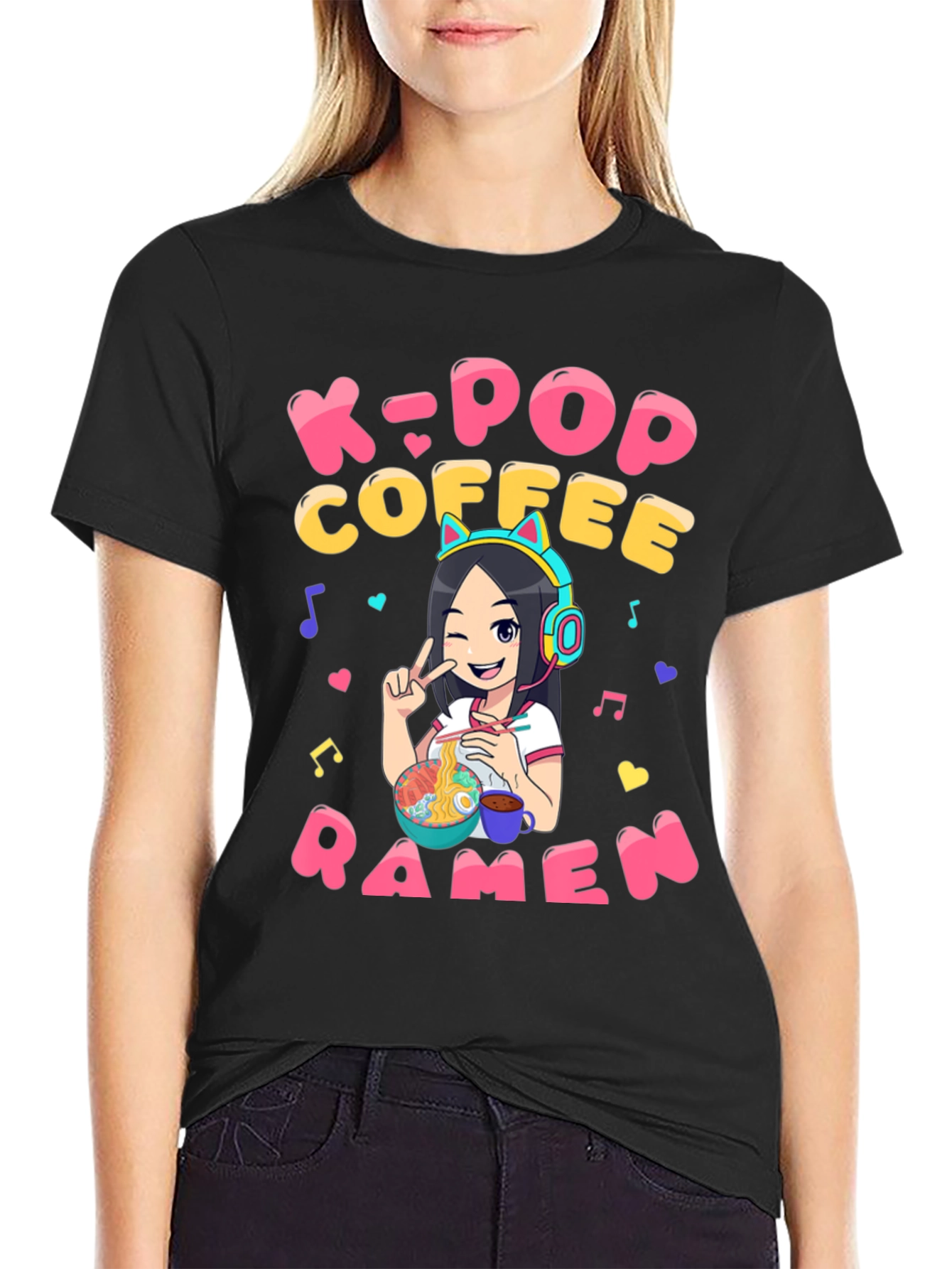 K-Pop Coffee Ramen Graphic T-Shirt - Unisex