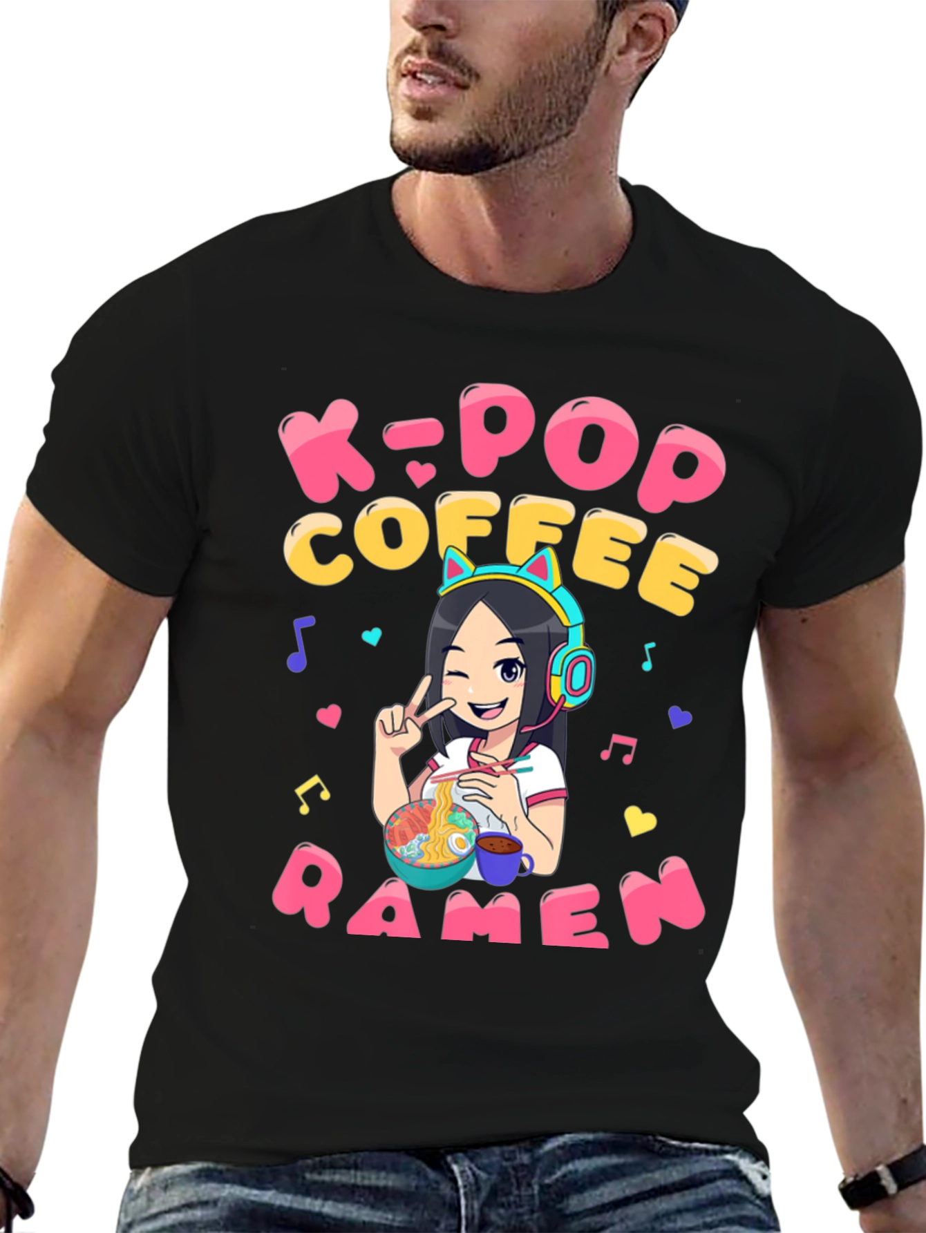 K-Pop Coffee Ramen Graphic T-Shirt - Unisex