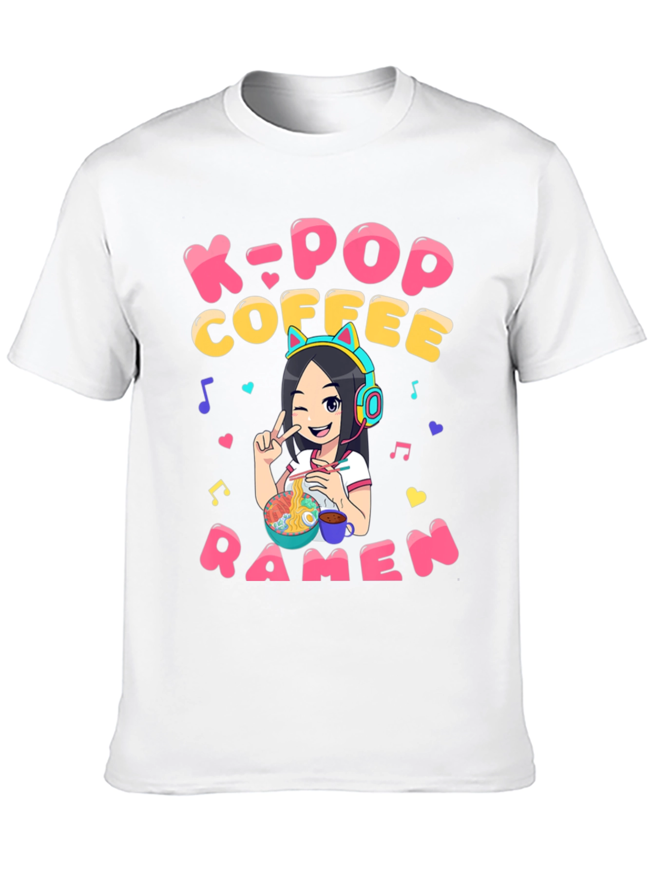 K-Pop Coffee Ramen Graphic T-Shirt - Unisex