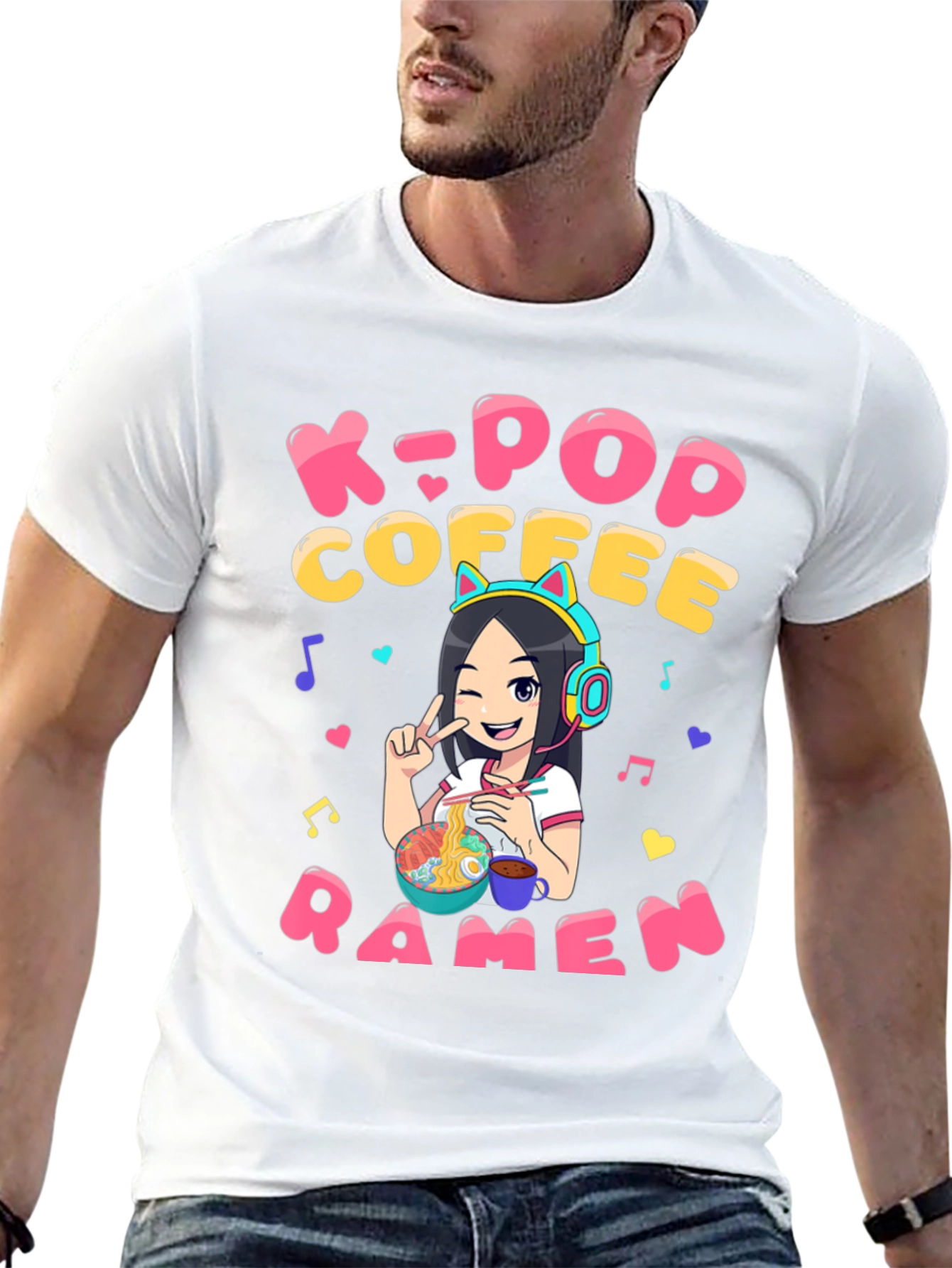 K-Pop Coffee Ramen Graphic T-Shirt - Unisex