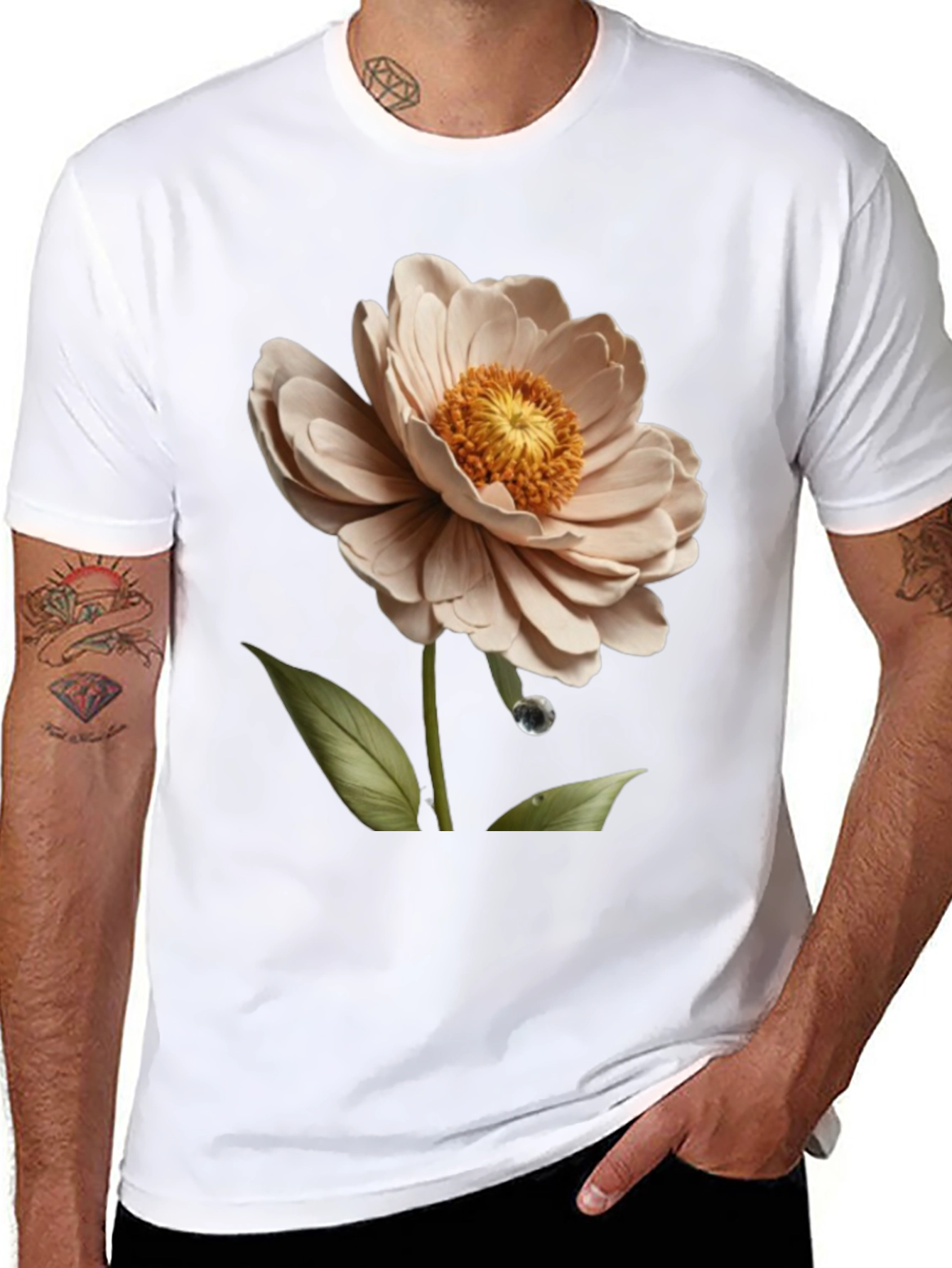 Elegant Floral T-Shirt - Artistic Flower Design
