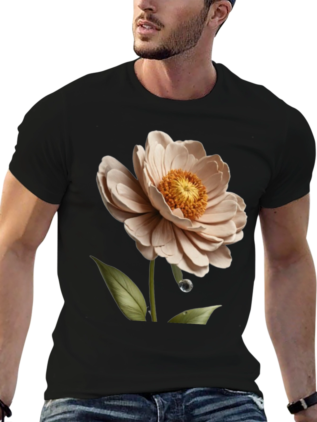 Elegant Floral T-Shirt - Artistic Flower Design