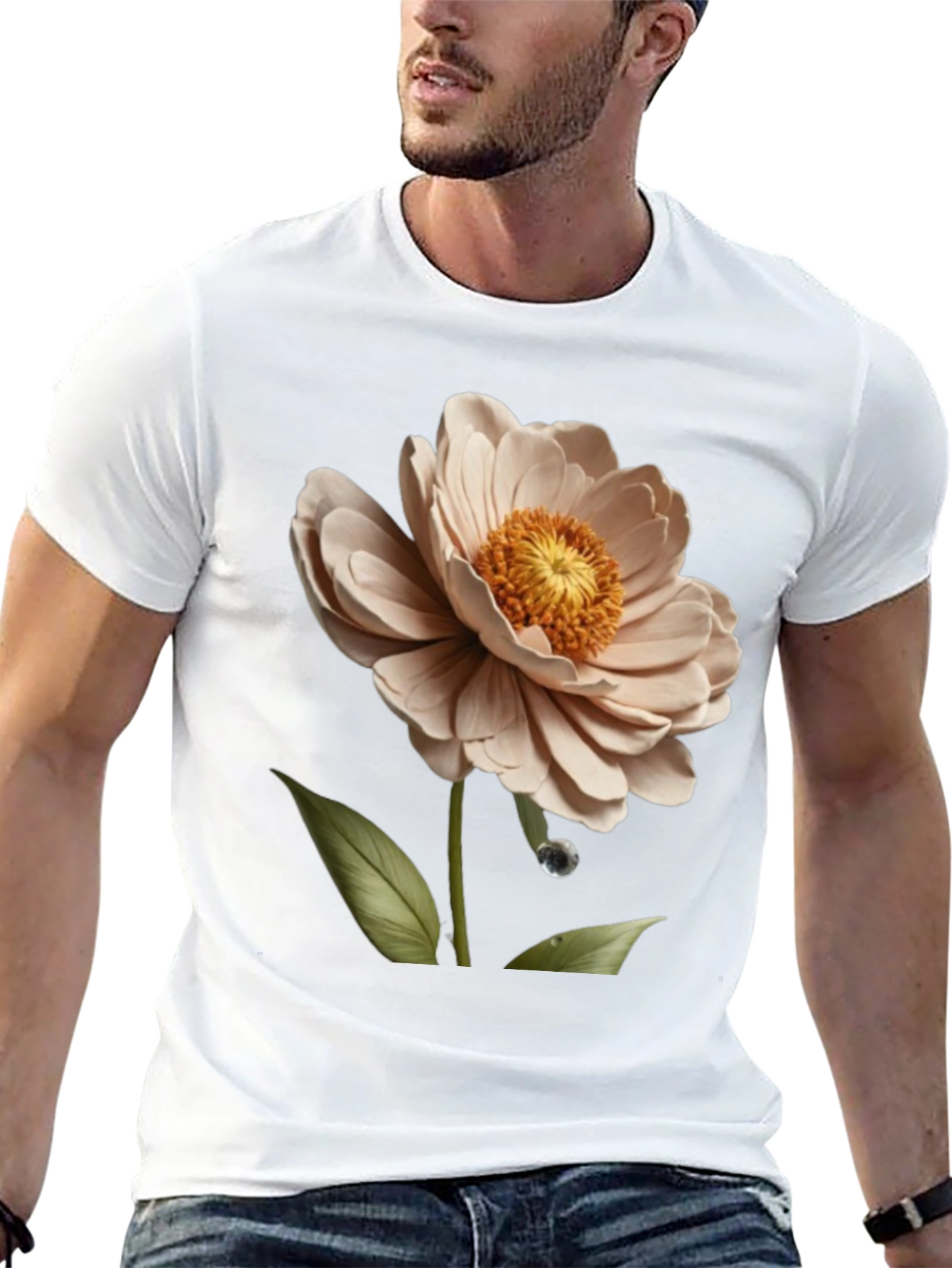 Elegant Floral T-Shirt - Artistic Flower Design