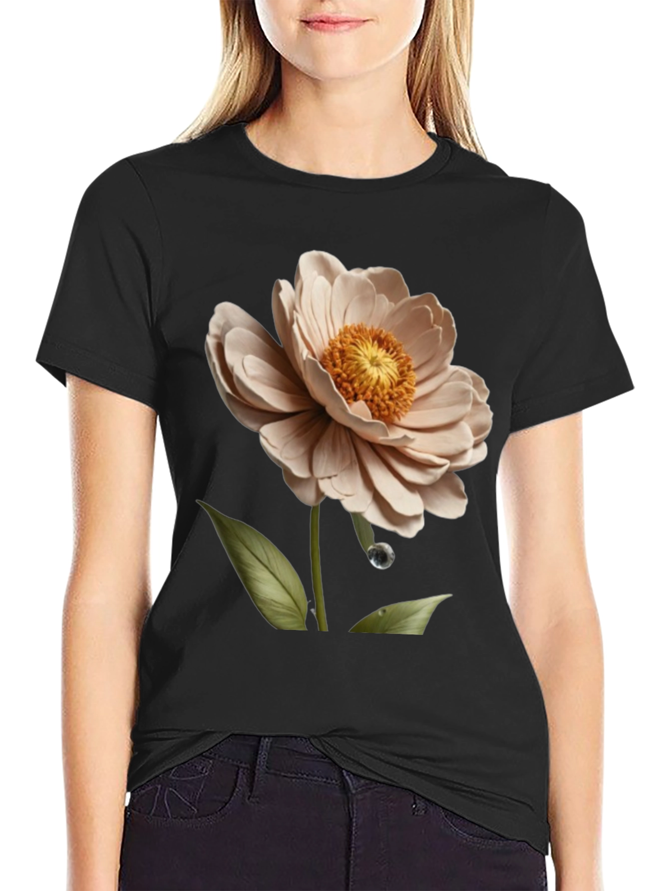 Elegant Floral T-Shirt - Artistic Flower Design