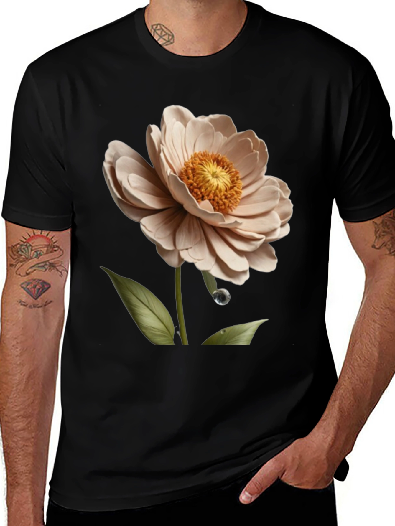Elegant Floral T-Shirt - Artistic Flower Design