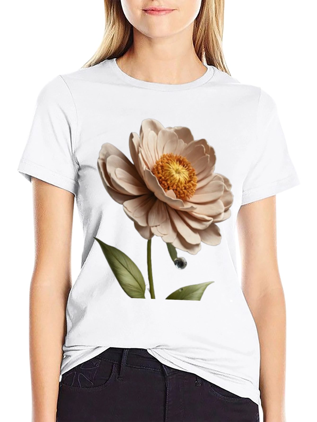 Elegant Floral T-Shirt - Artistic Flower Design