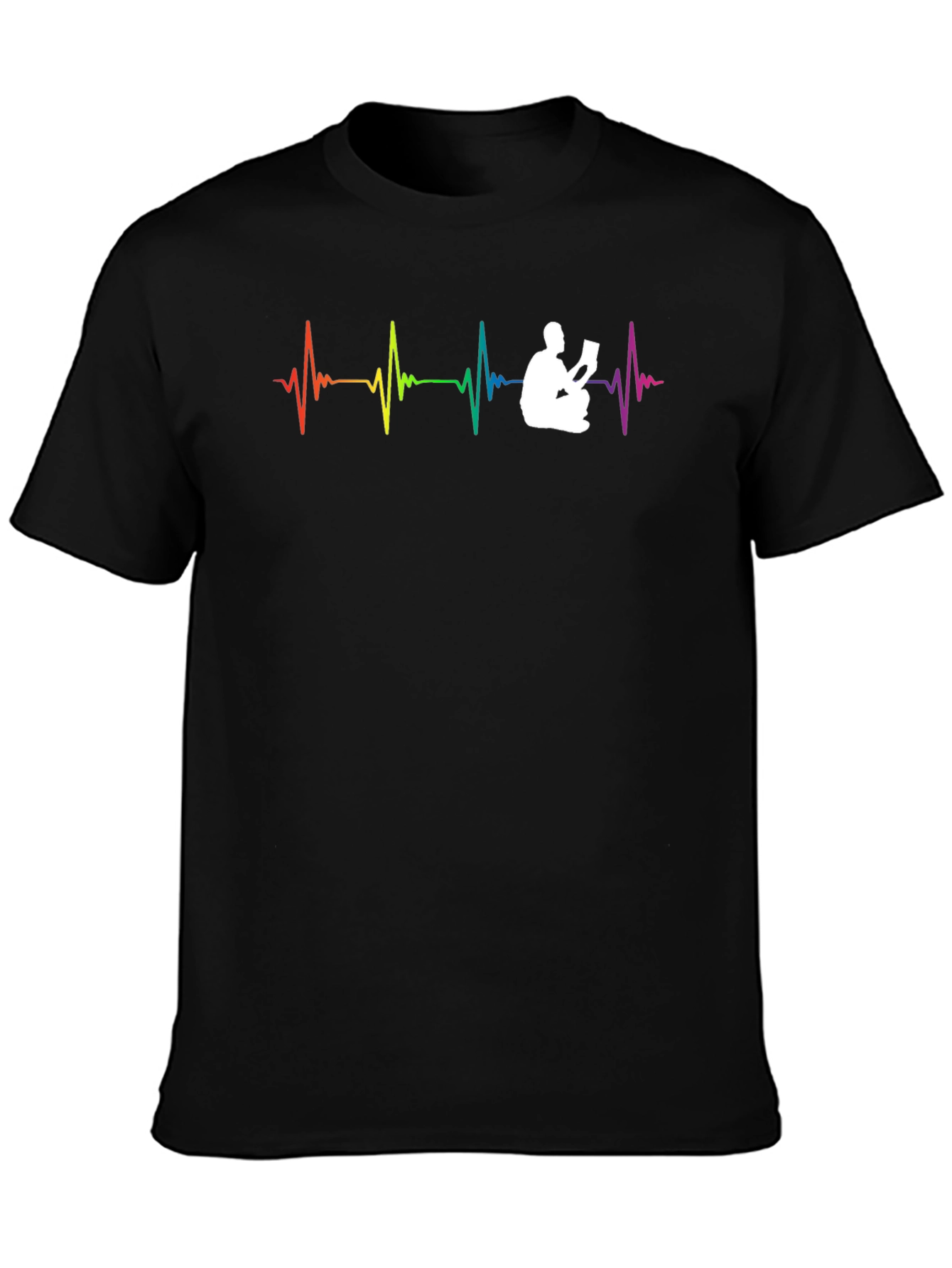 Rainbow Heartbeat Reader T-Shirt - Black