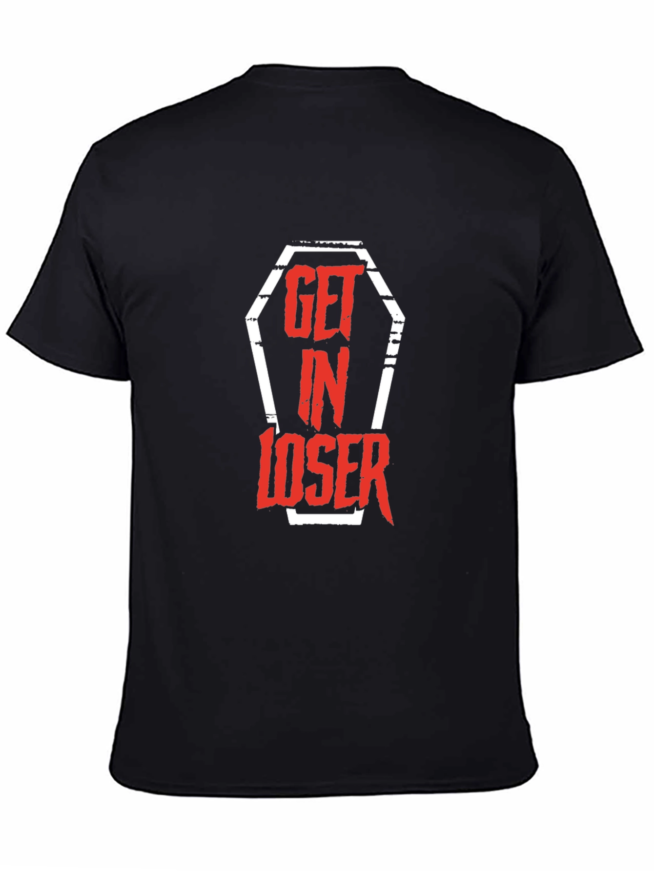 Get In Loser Coffin Graphic Tee - Black