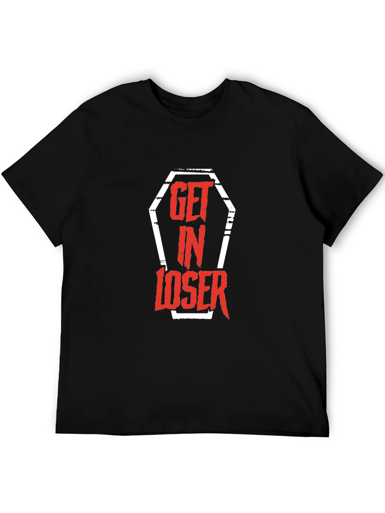 Get In Loser Coffin Graphic Tee - Black