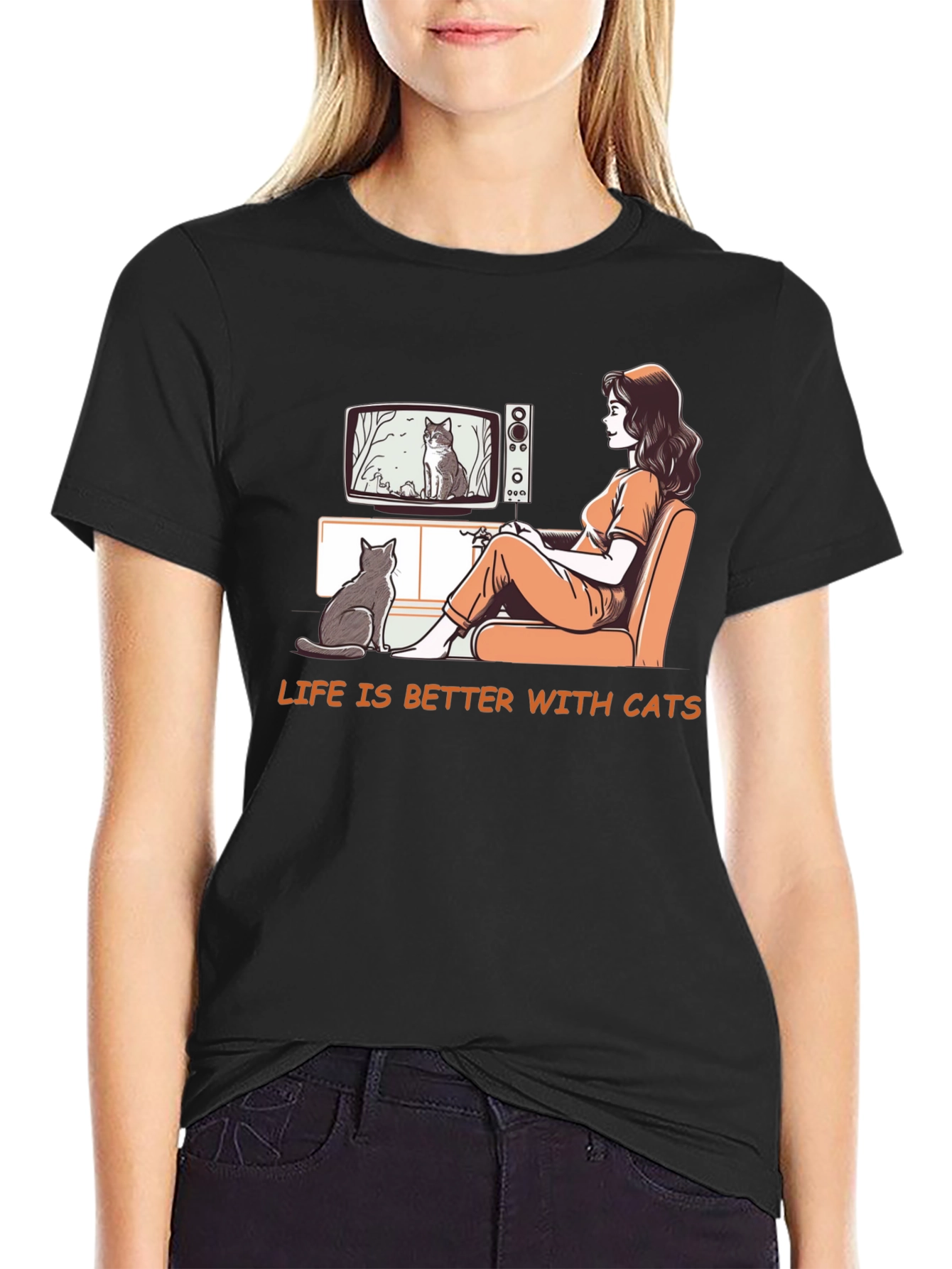 Life is Better With Cats Graphic T-Shirt
