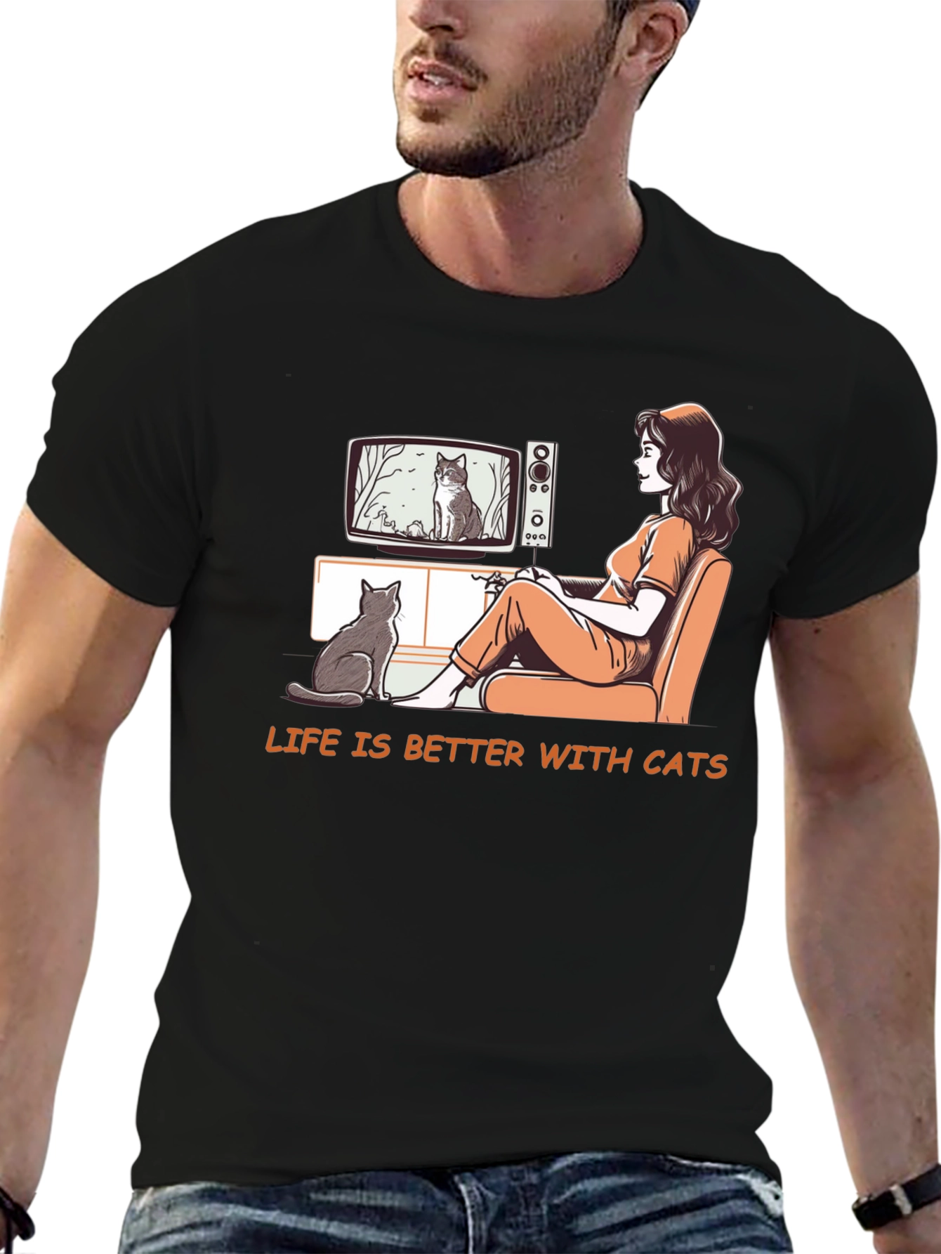 Life is Better With Cats Graphic T-Shirt