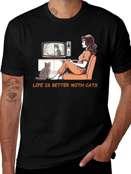 Life is Better With Cats Graphic T-Shirt