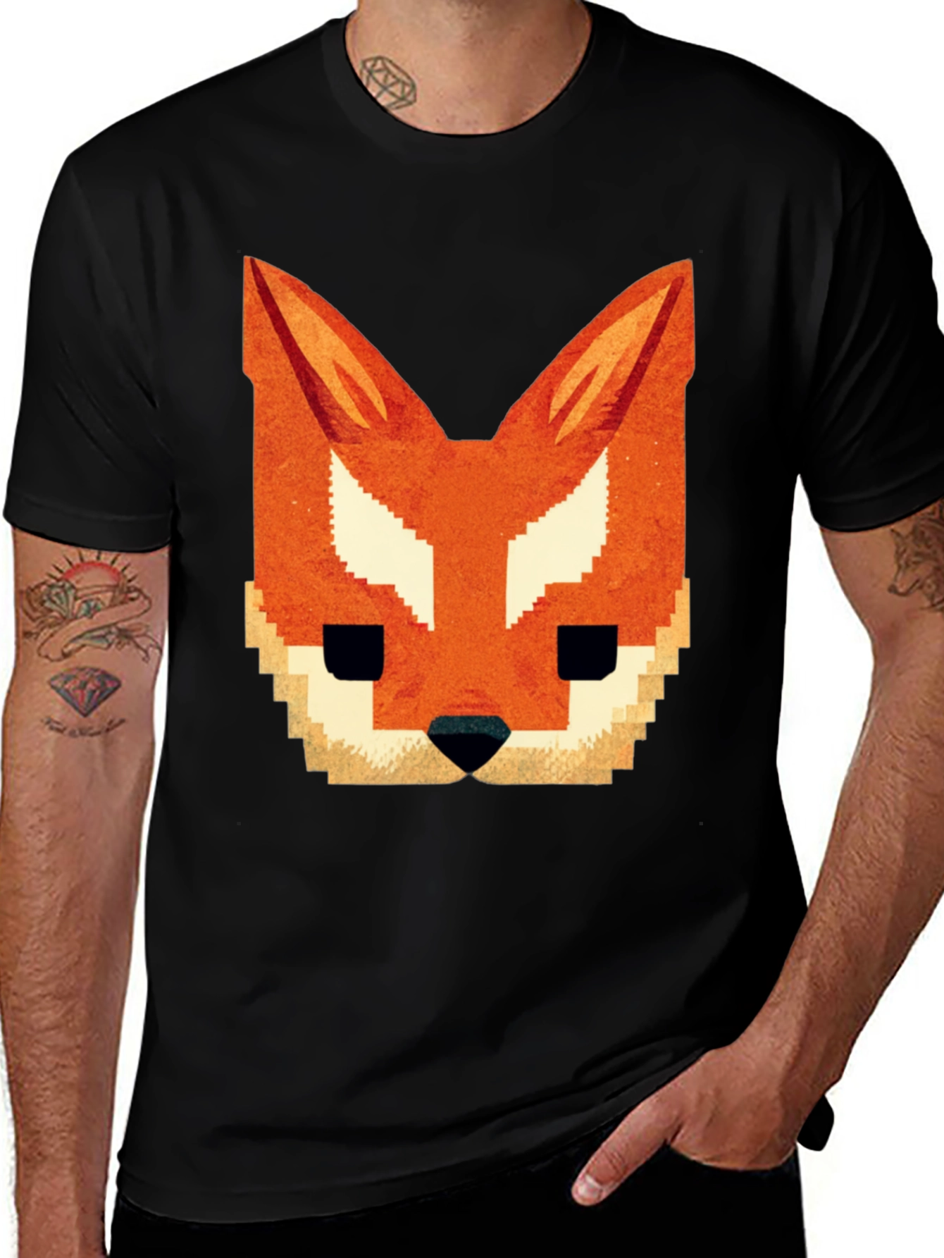 Pixel Fox Graphic Tee - Black T-Shirt