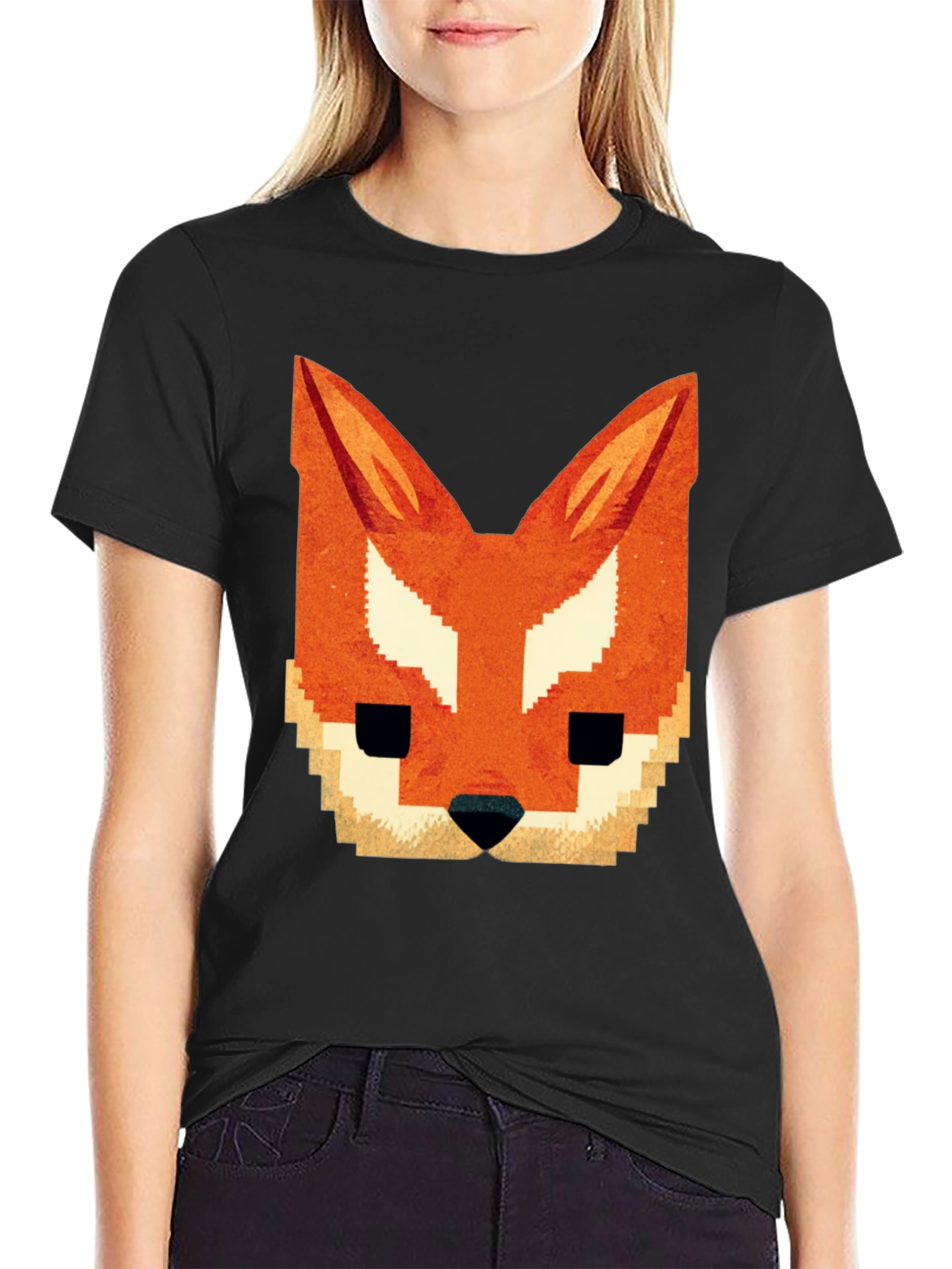 Pixel Fox Graphic Tee - Black T-Shirt