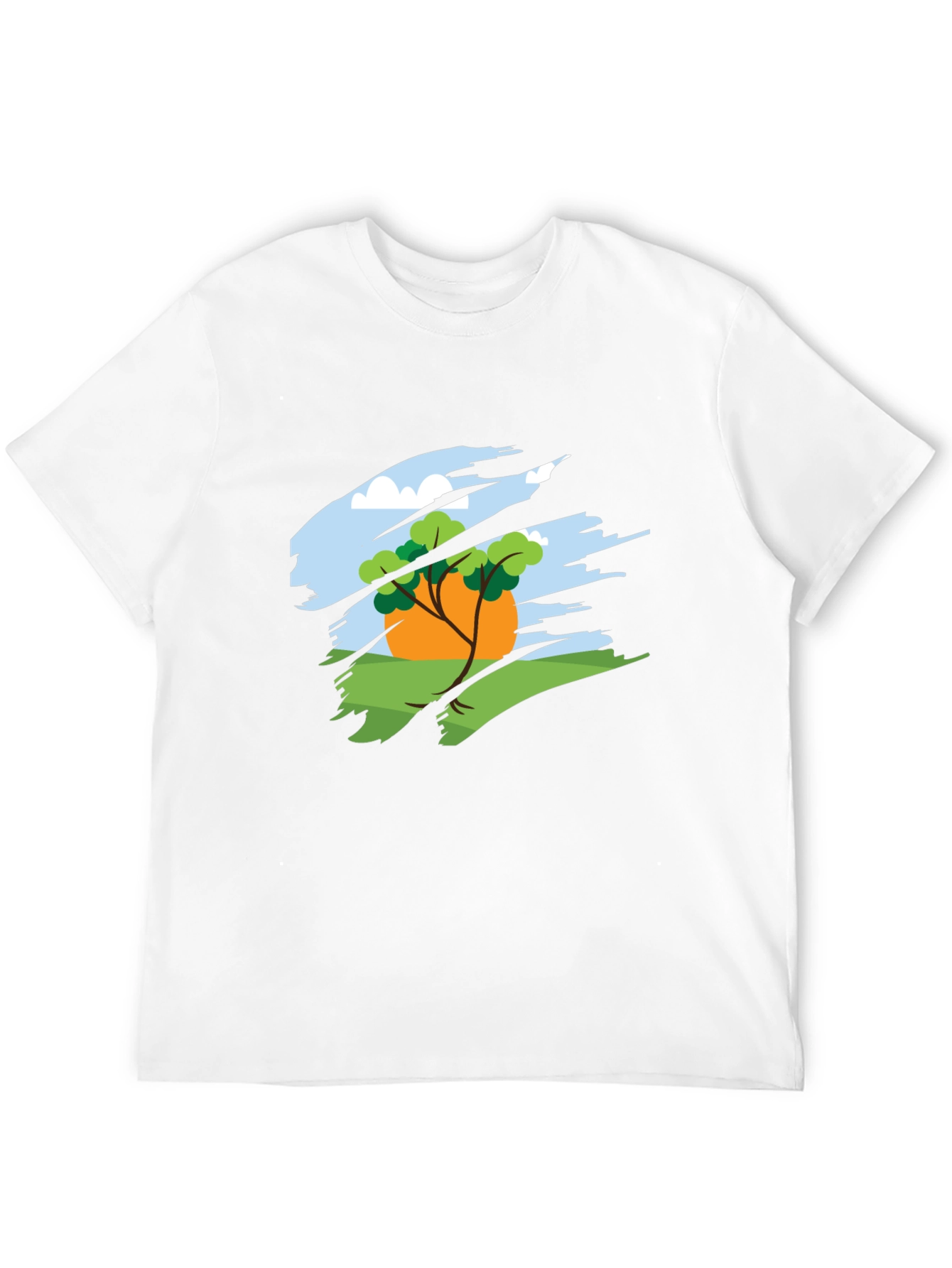 Nature Scene Graphic Tee - Black Cotton Blend