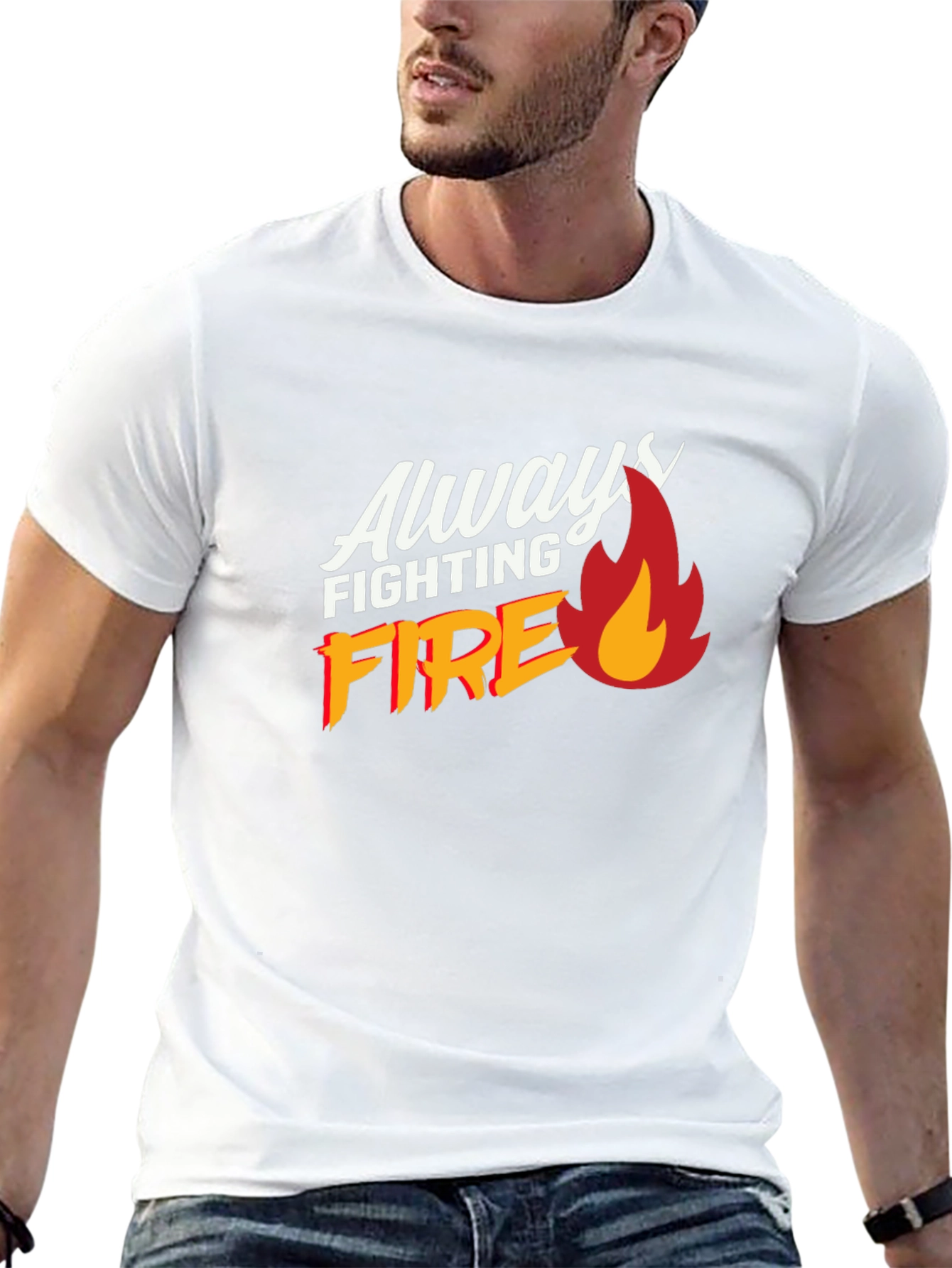 Always Fighting Fire Graphic Print Black T-Shirt