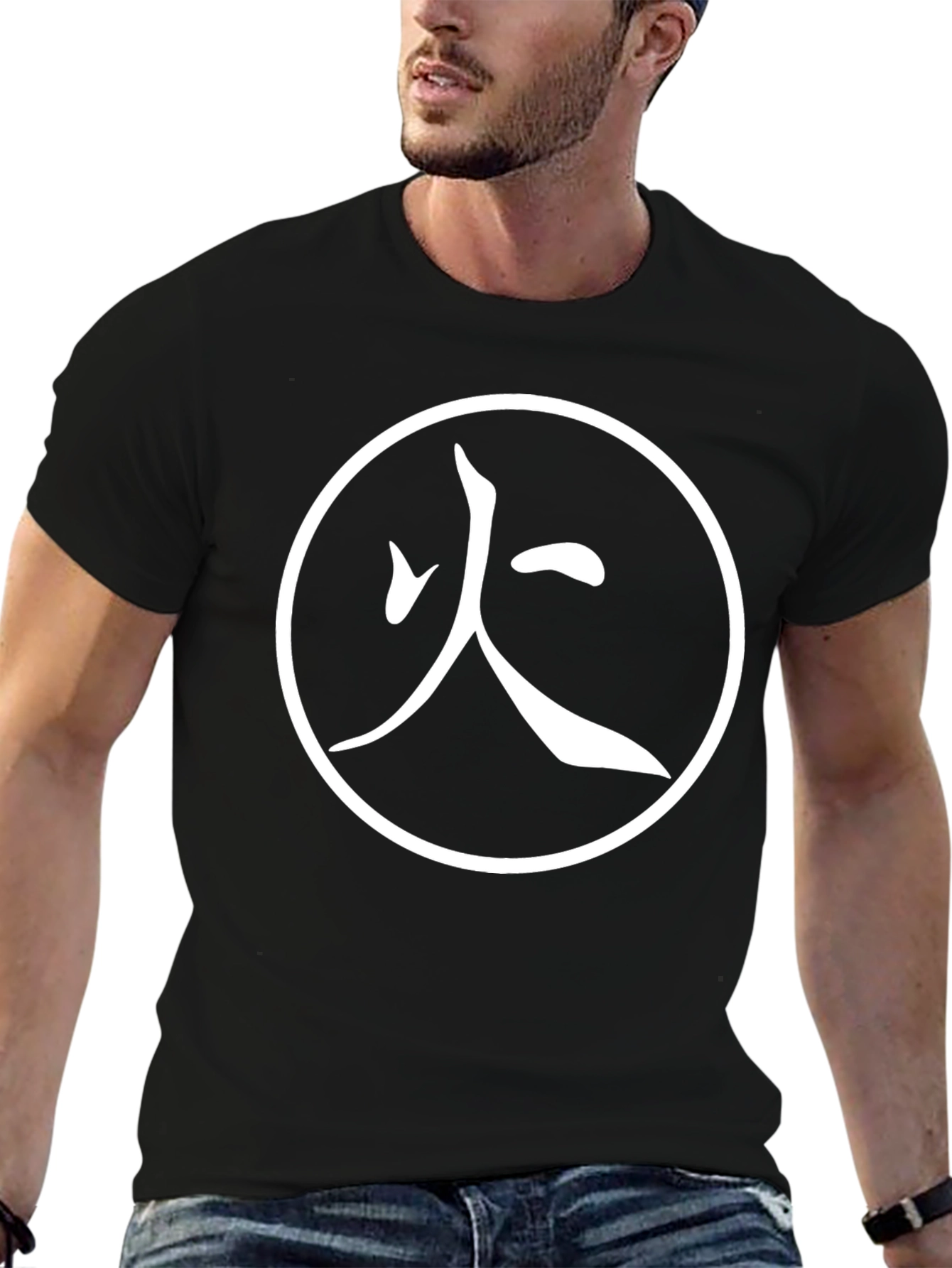 Fire Kanji Symbol T-Shirt - Bold Japanese Design