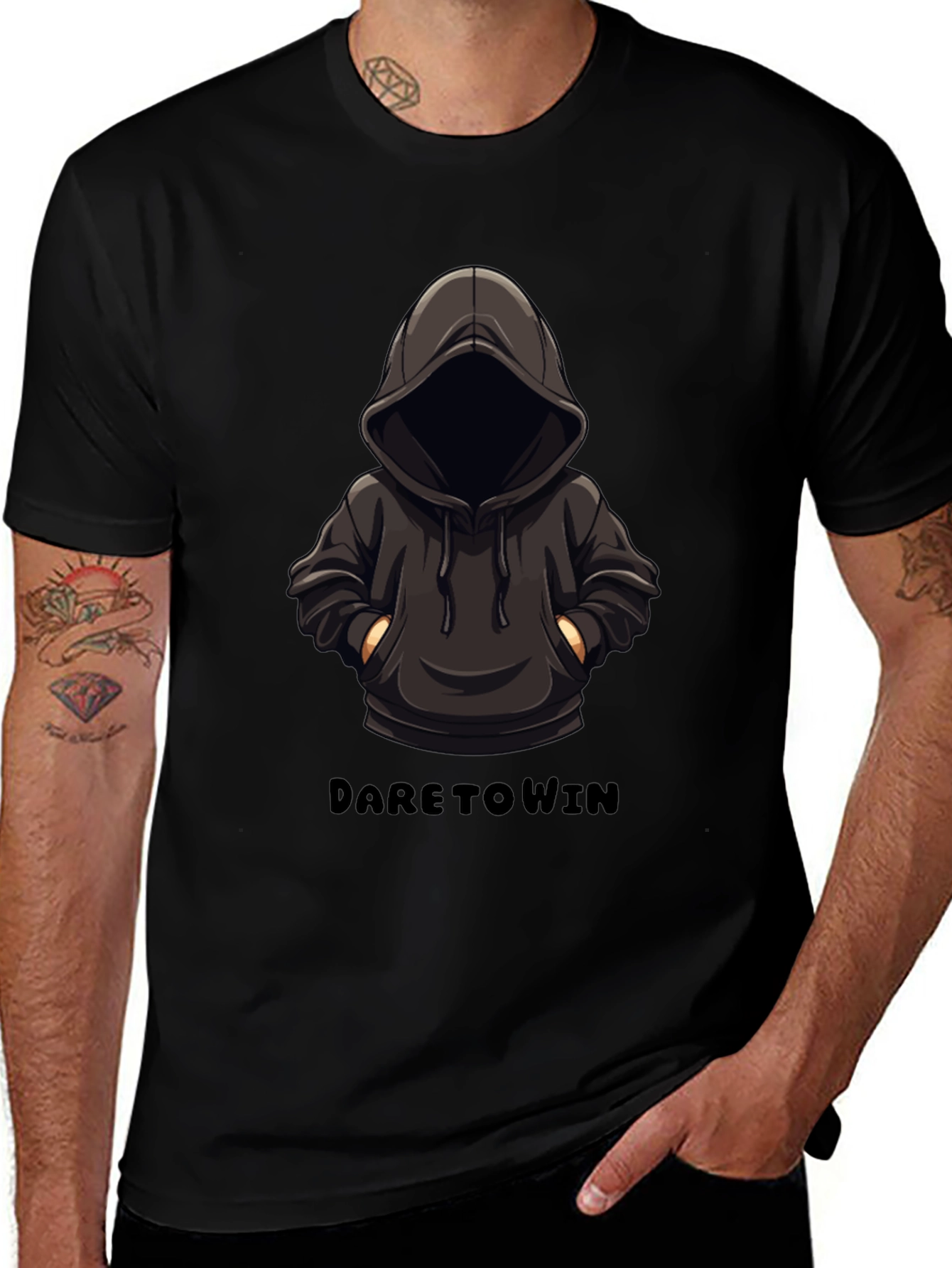 Dare to Win Hooded Character Graphic T-Shirt