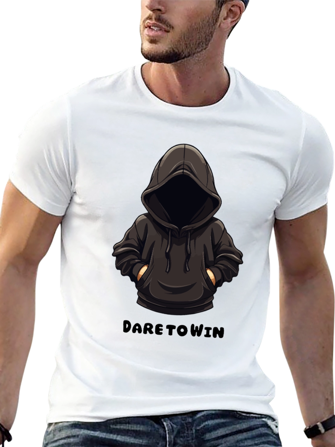 Dare to Win Hooded Character Graphic T-Shirt