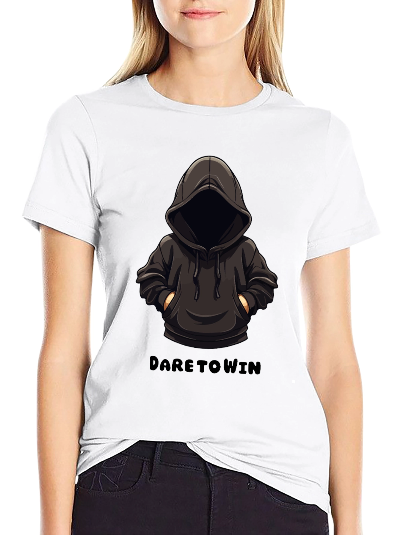 Dare to Win Hooded Character Graphic T-Shirt