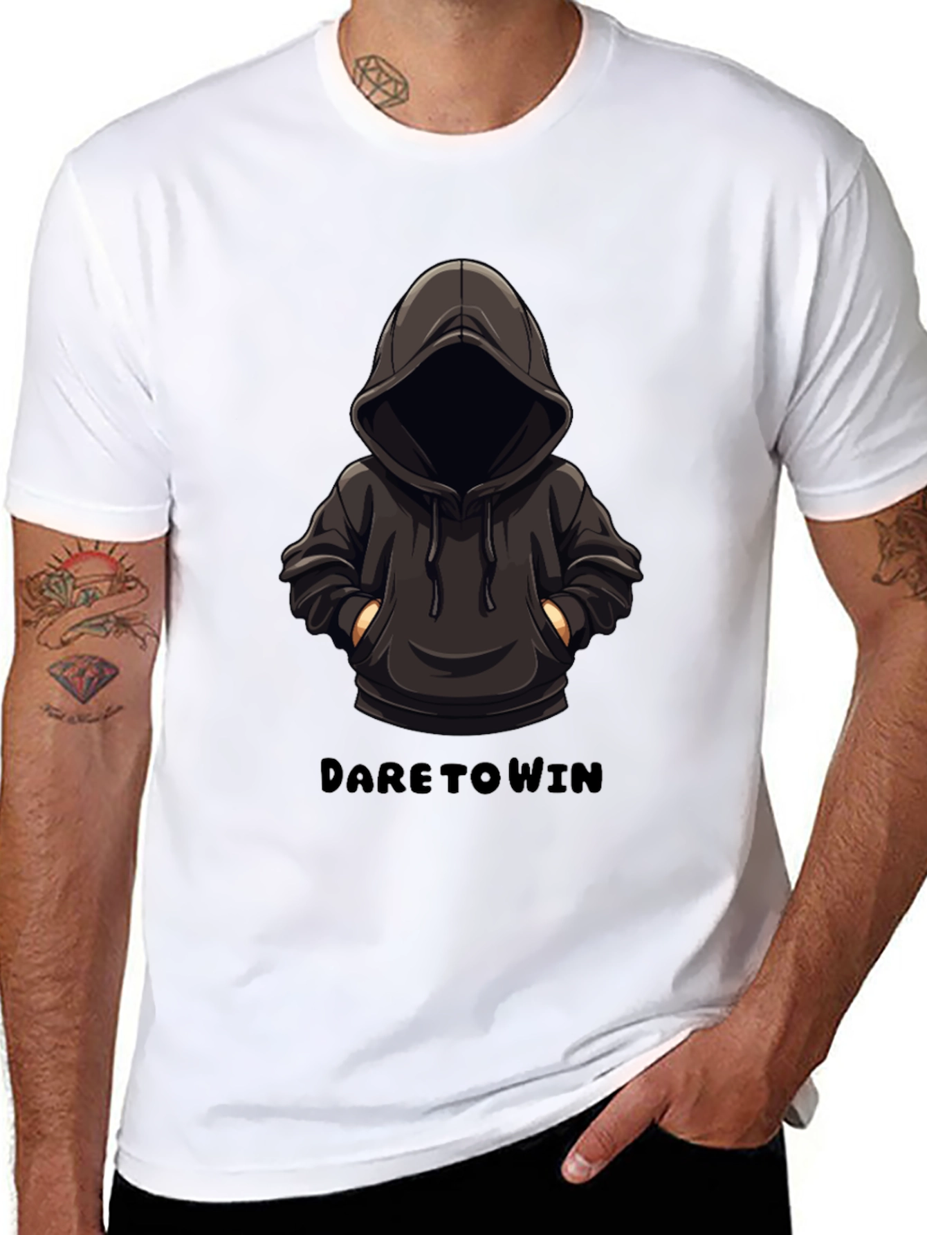 Dare to Win Hooded Character Graphic T-Shirt